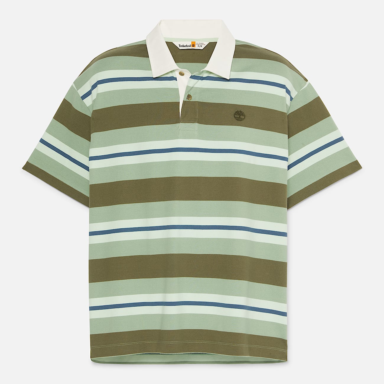 Polo Rugby a rayas de manga corta para hombre TBL Verde ALT10