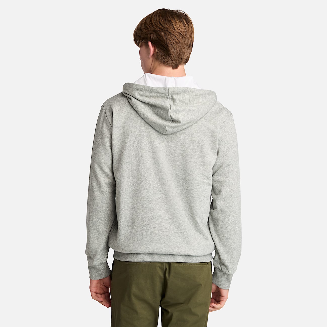 Mens Oyster River Chest Logo FullZip Hoodie TBL Medium Grey HeatherWhite ALT9