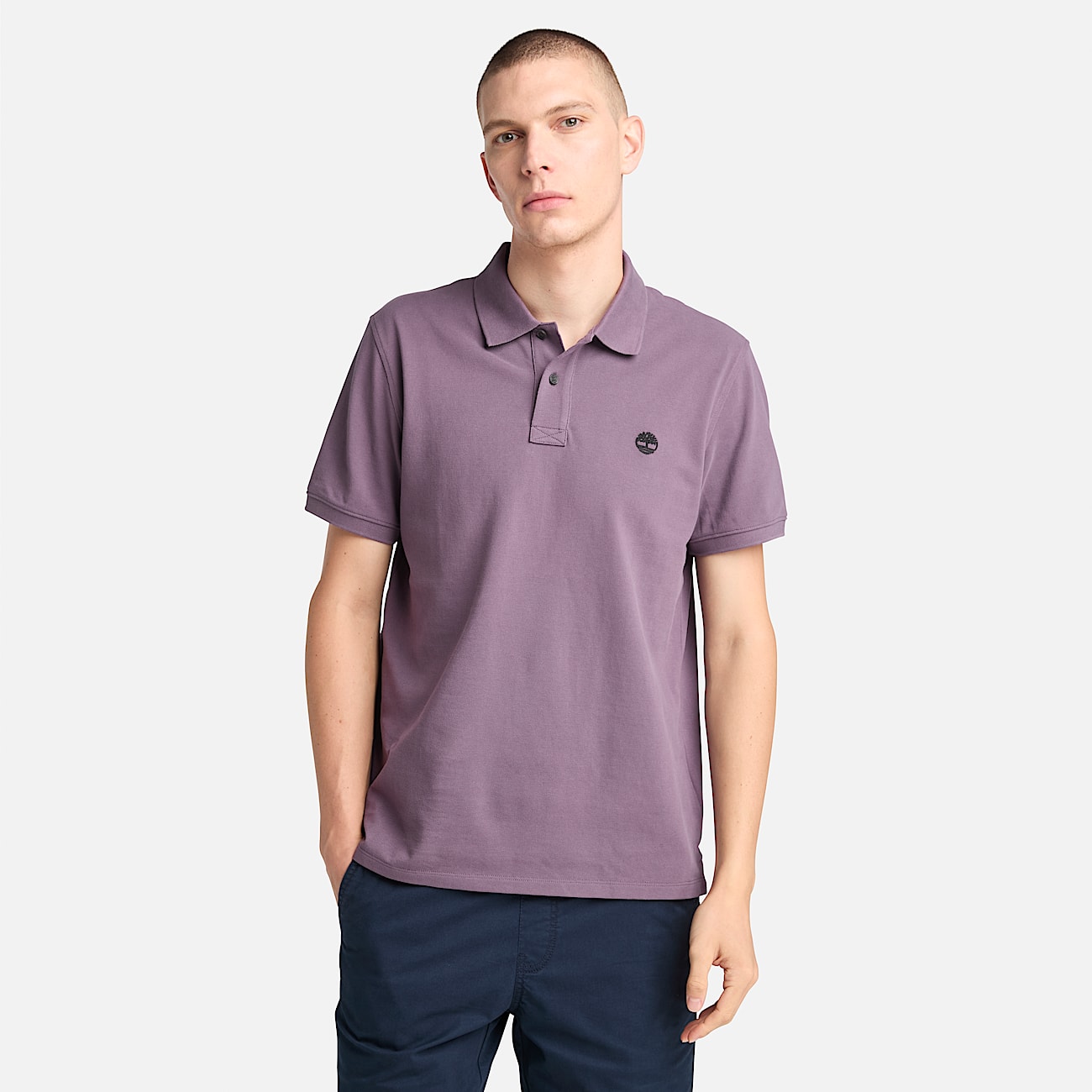 Mens Millers River ShortSleeve Pique Polo Shirt TBL Vintage Violet HERO