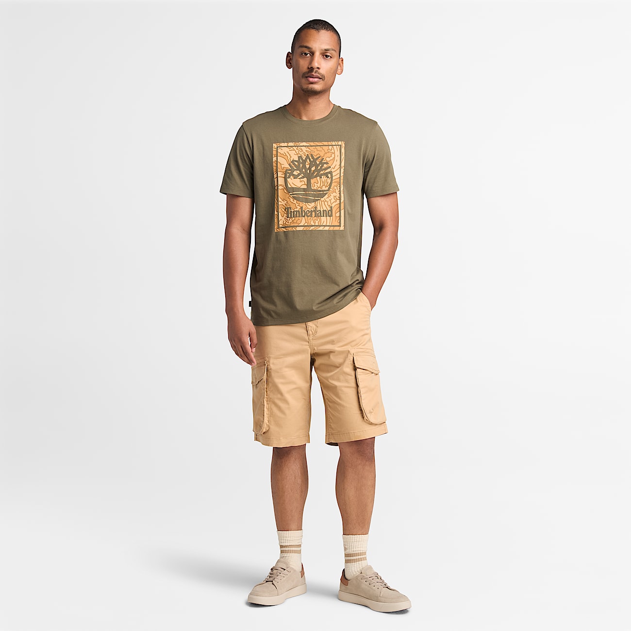 Mens Stack Logo Camo ShortSleeve TShirt TBL Leaf Green ALT1