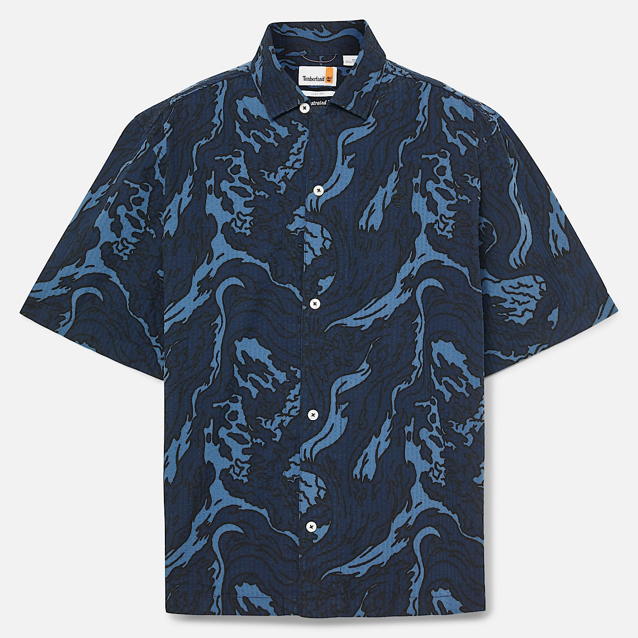 Mens Seersucker Graphic Resort Shirt TBL Coastal Dark Sapphire ALT10