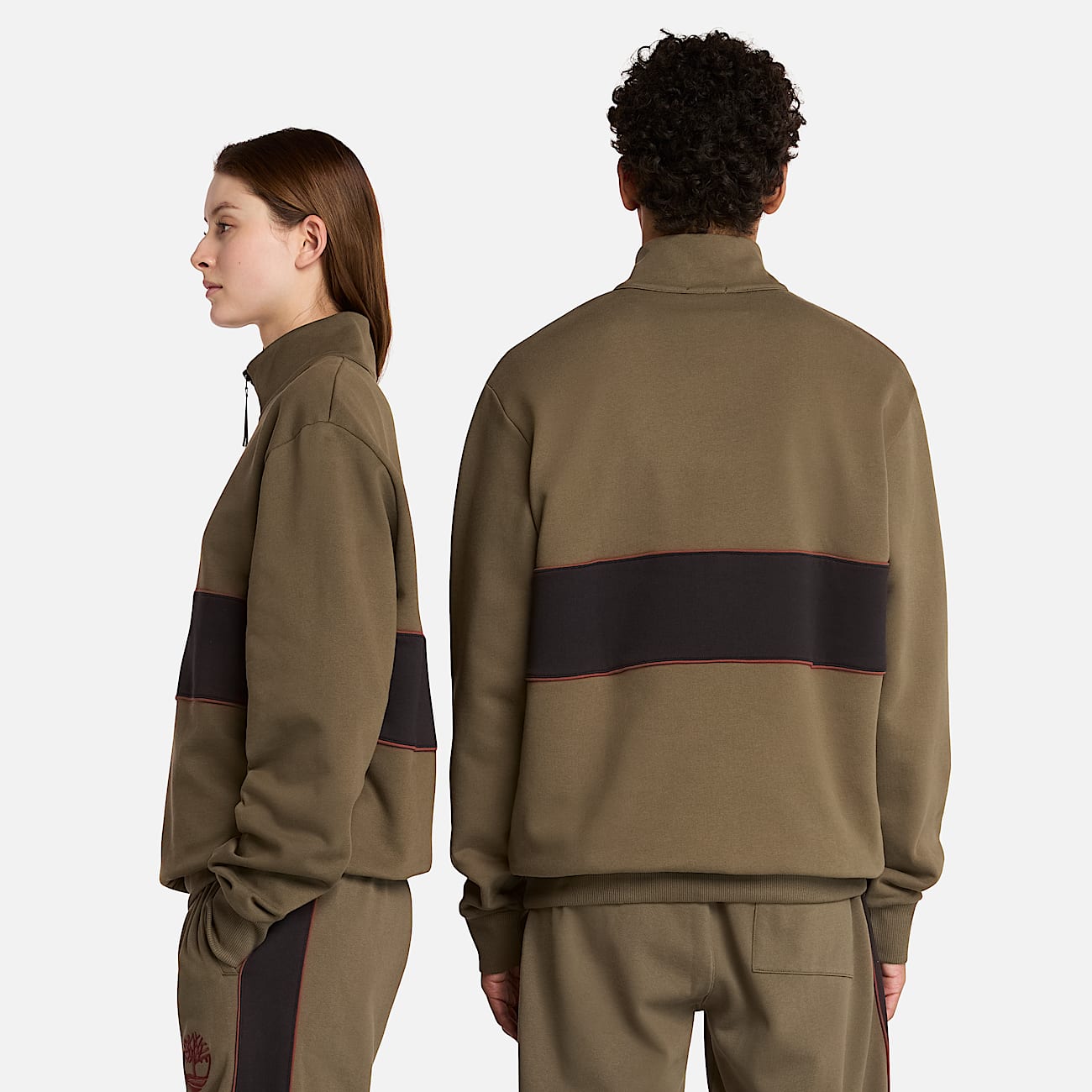 CutandSew QuarterZip Sweatshirt TBL Leaf GreenBlack ALT1