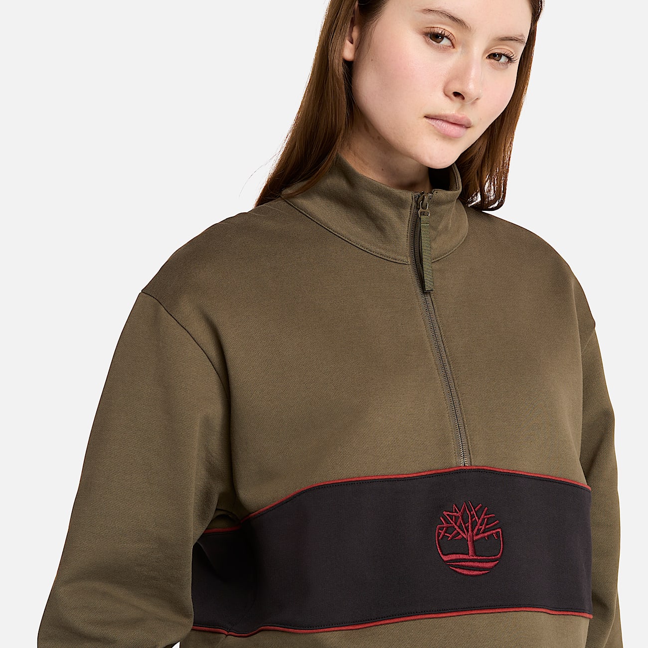 CutandSew QuarterZip Sweatshirt TBL Leaf GreenBlack ALT3