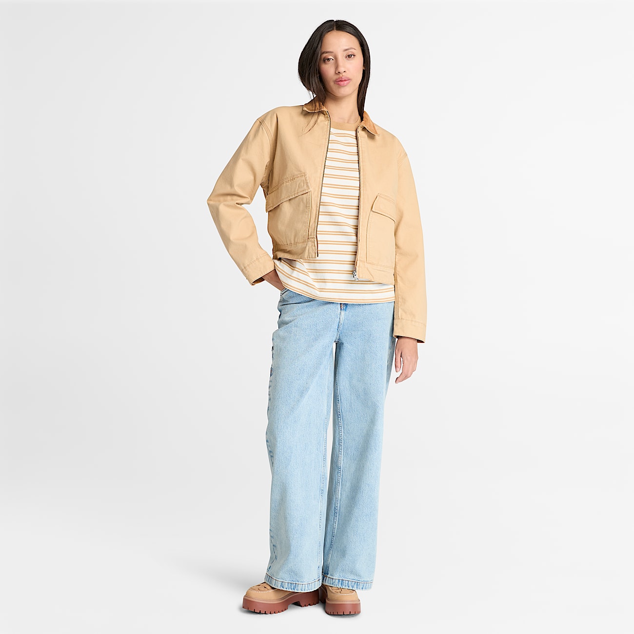 Womens Dunstan ShortSleeve Stripe TShirt TBL Light Wheat ALT1