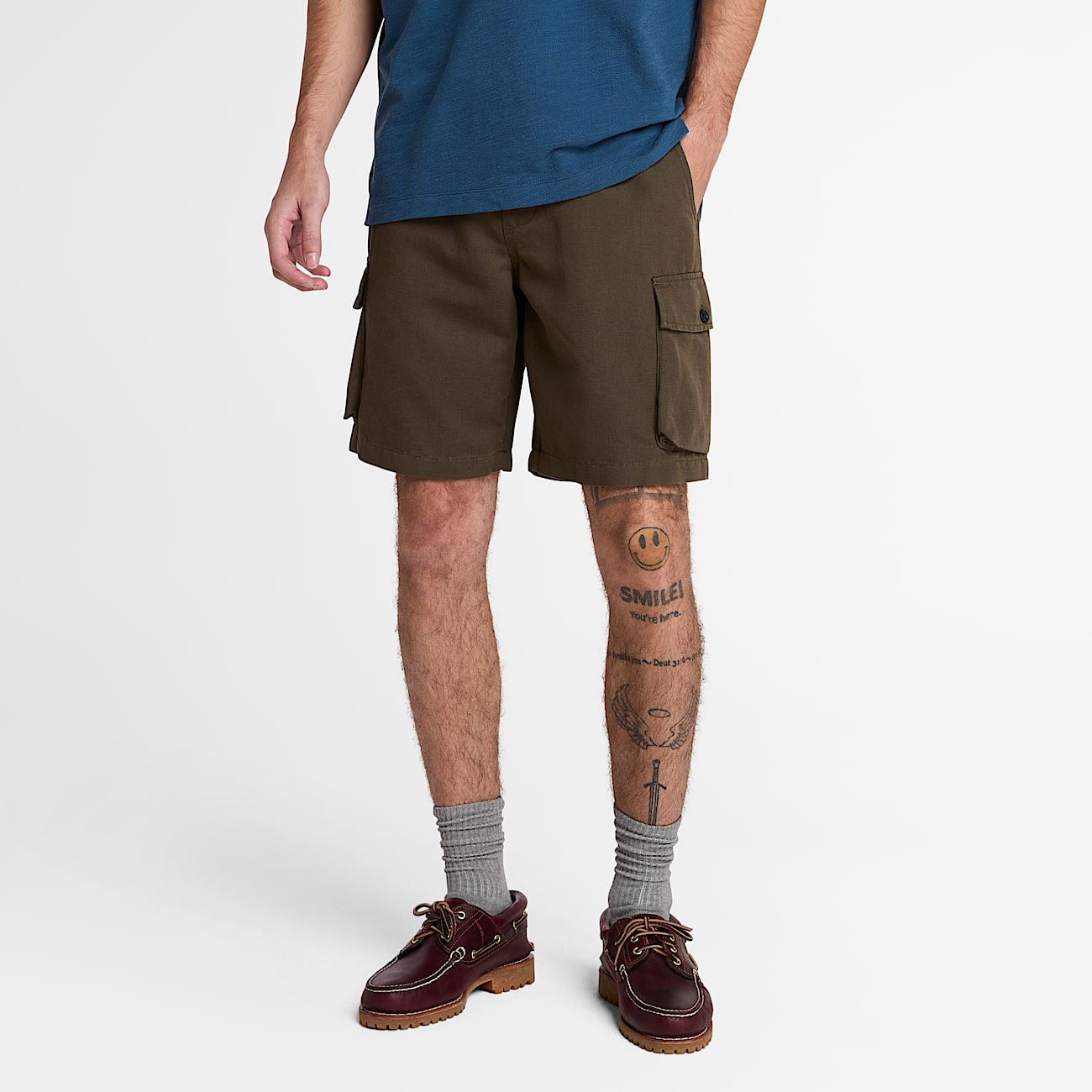 Short de algodn y lino para hombre TBL Verde hoja HERO