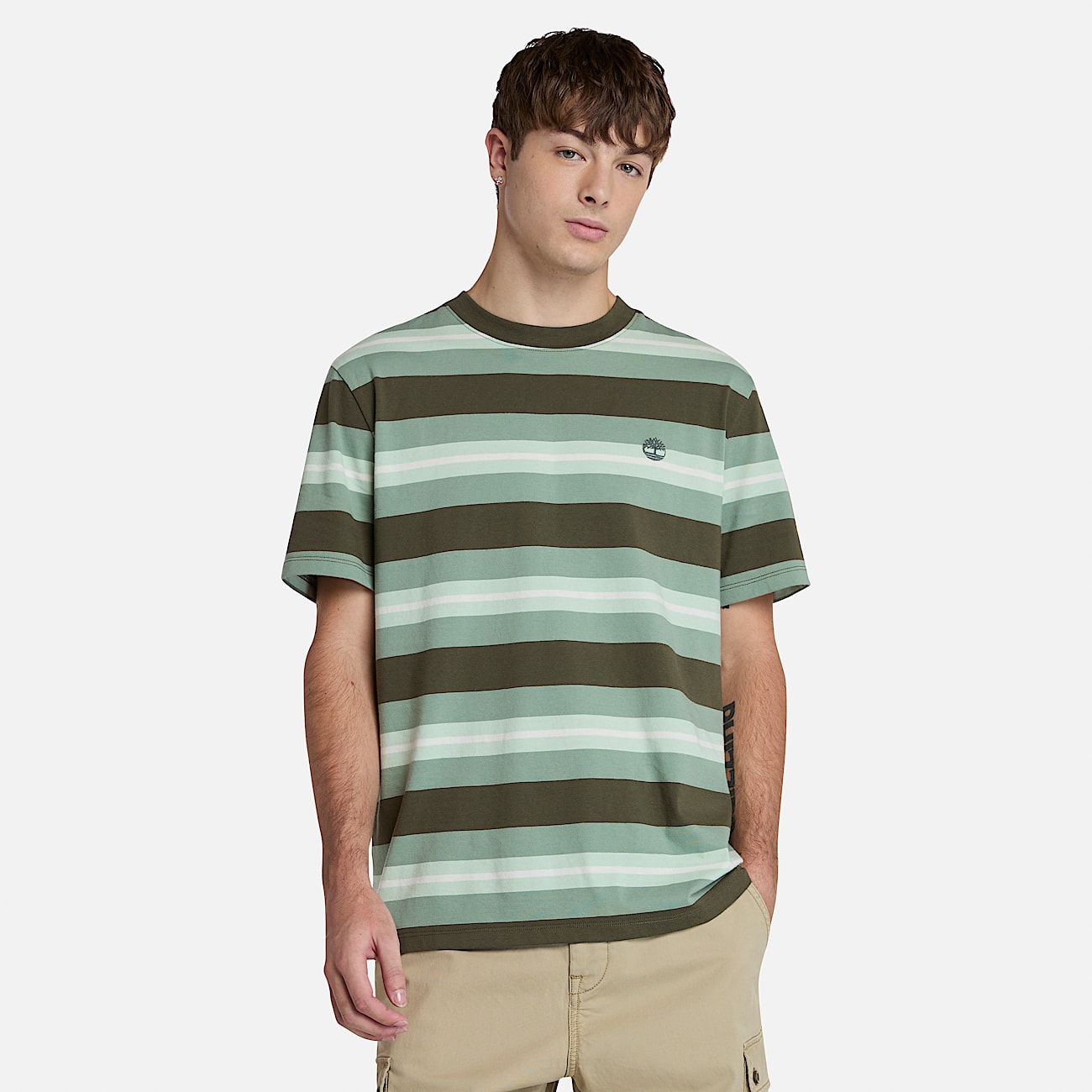 Mens Striped ShortSleeve TShirt TBL Leaf Green HERO