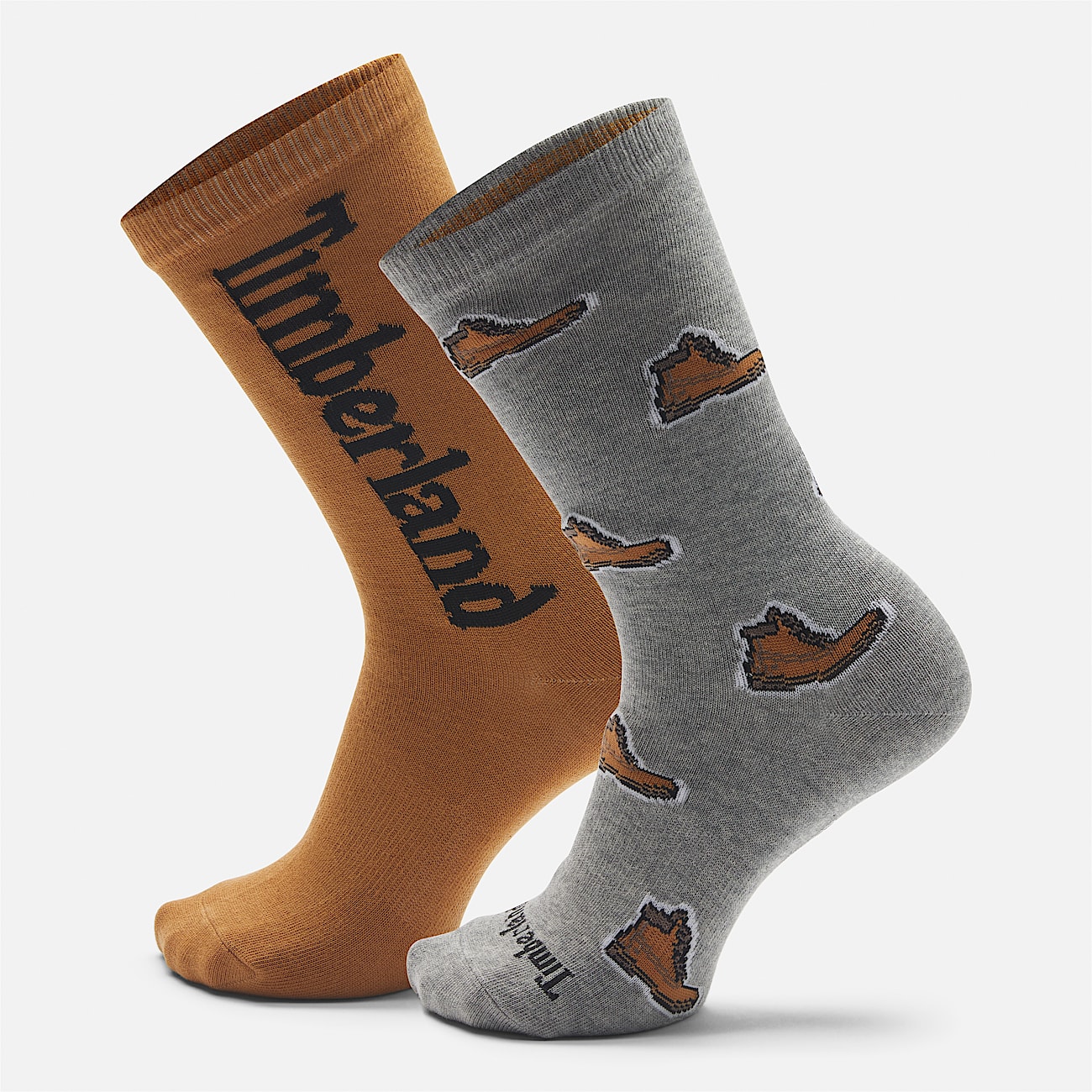 2Pack Timberland All Over Print Crew Sock TBL Grey Heather HERO