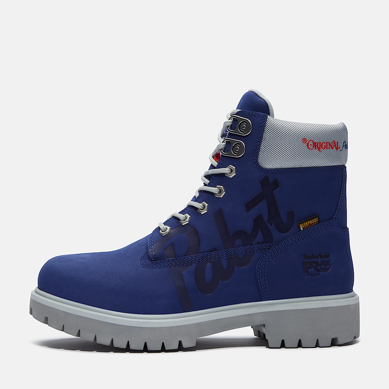 Mens Timberland PRO and Pabst Blue Ribbon Direct Attach 6 Soft Toe Waterproof Work Boot TBL Blue Nubuck ALT10