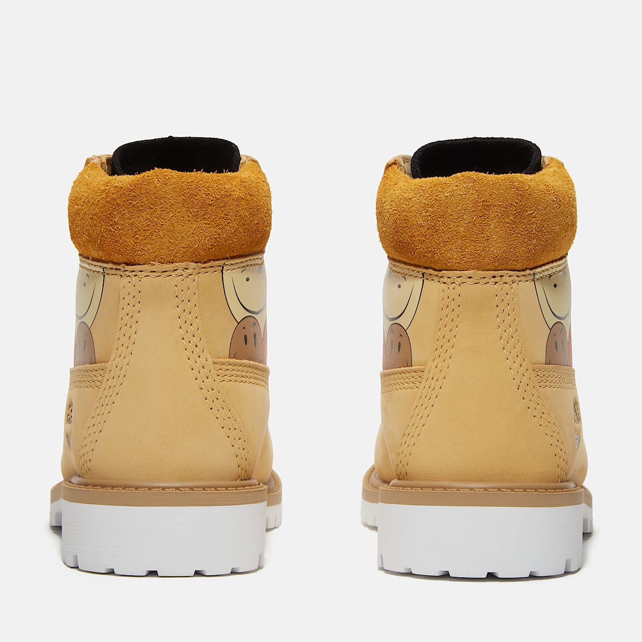 Junior Timberland Shades of Happiness Premium 6Inch Waterproof Boot TBL Wheat Happy Face Print ALT5