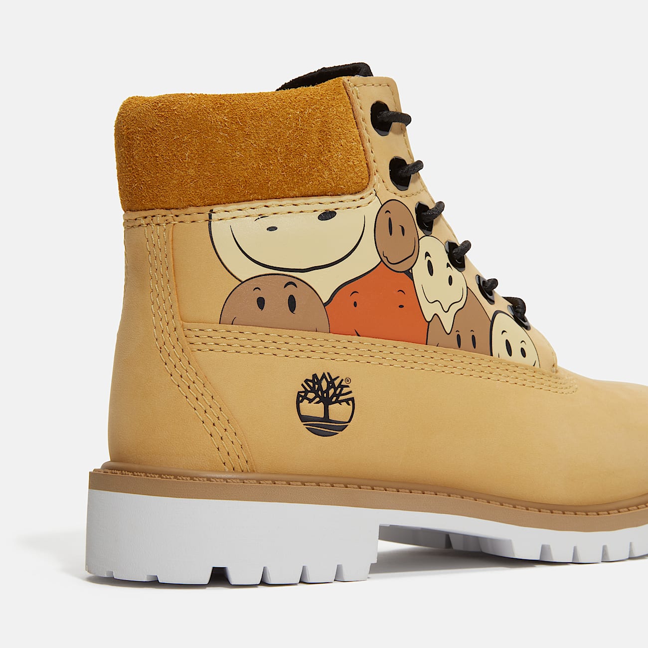 Youth Timberland Shades of Happiness Premium 6Inch Waterproof Boot TBL Wheat Happy Face Print ALT7