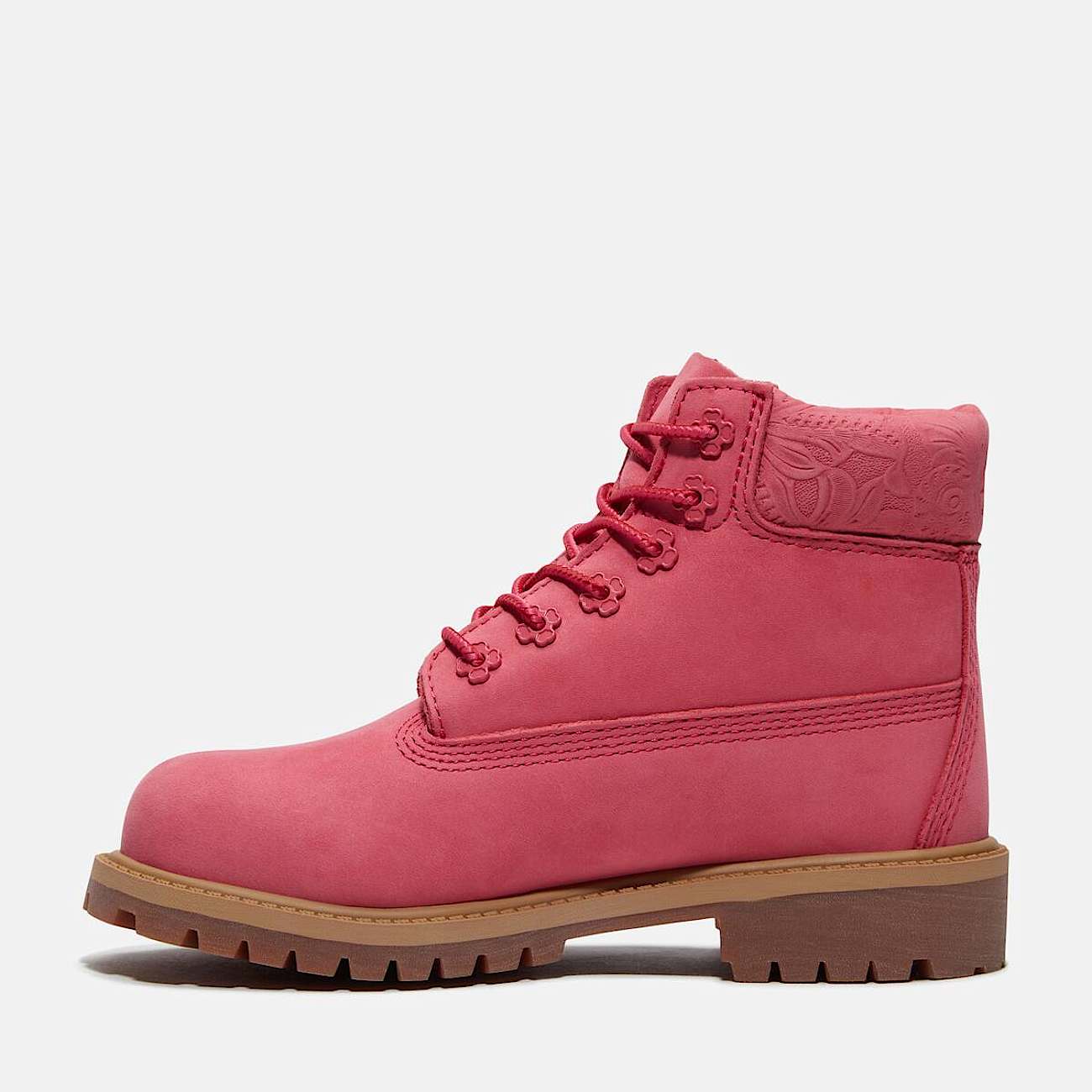 Junior Timberland Premium 6Inch Waterproof Boot TBL Bright Pink Nubuck ALT6