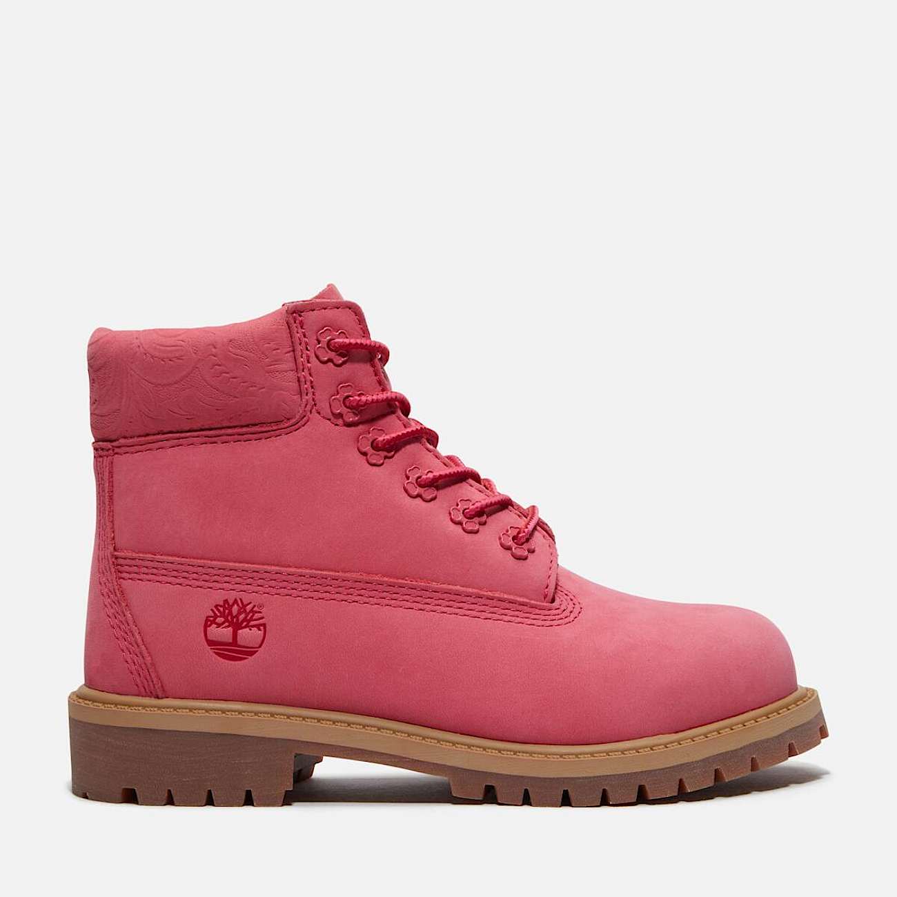 Junior Timberland Premium 6Inch Waterproof Boot TBL Bright Pink Nubuck HERO
