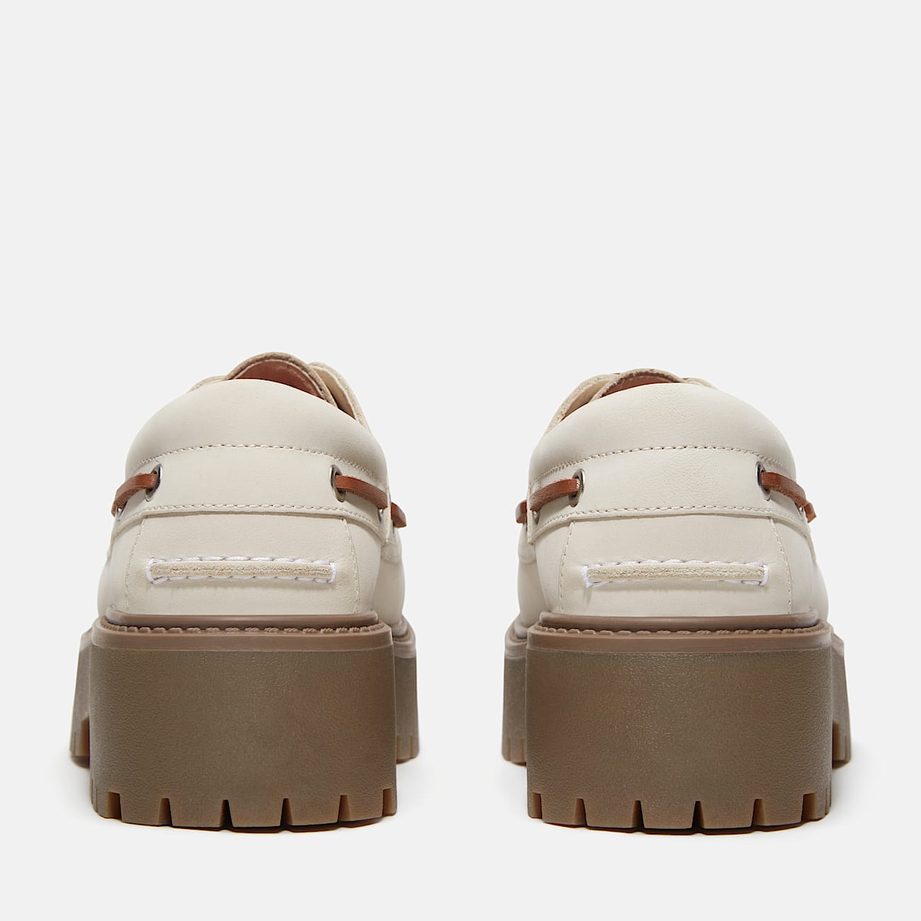 Zapato nutico Stone Street con plataforma para mujer TBL Nobuk blanco ALT5