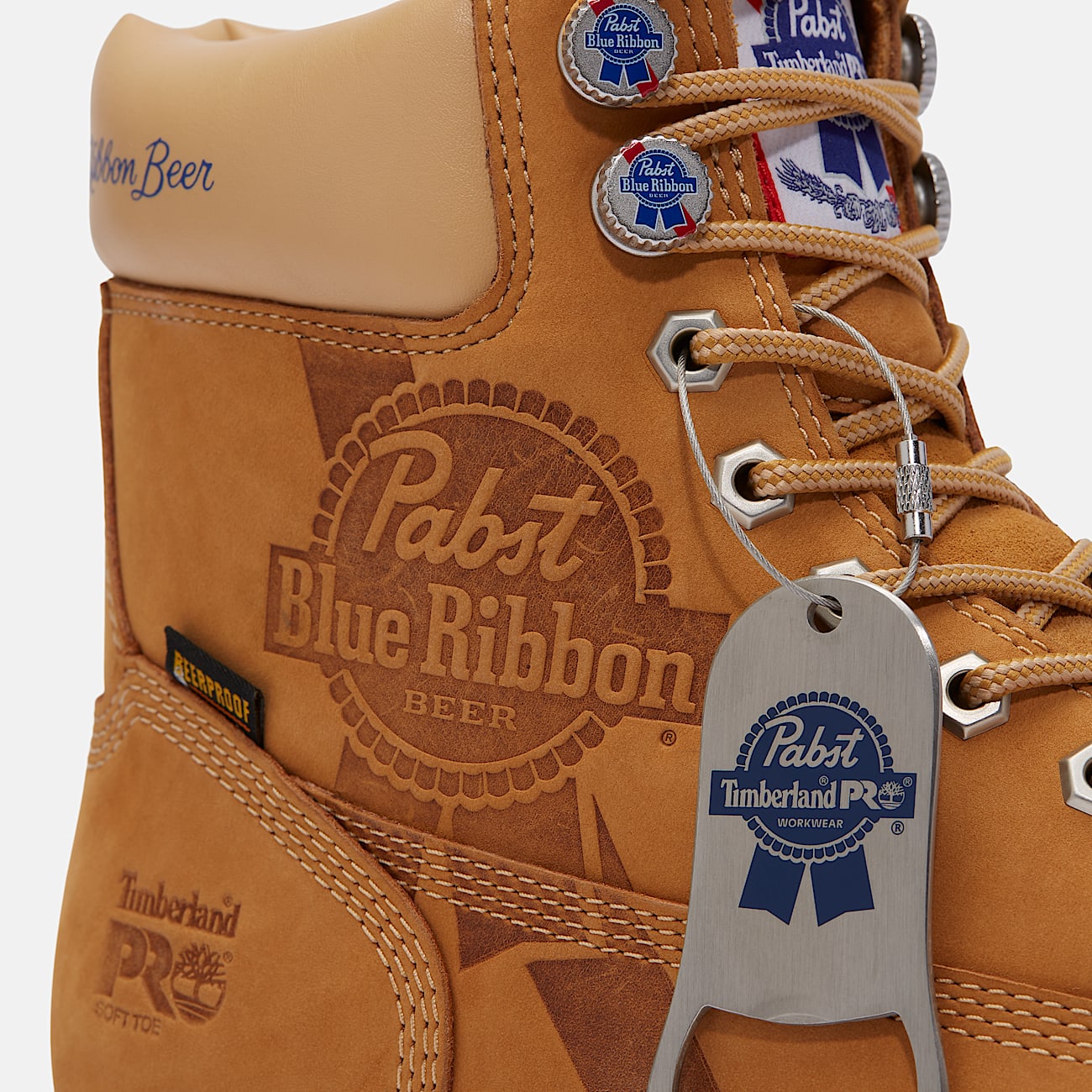 Mens Timberland PRO and Pabst Blue Ribbon Direct Attach 6 Soft Toe Waterproof Work Boot TBL Wheat Nubuck ALT8