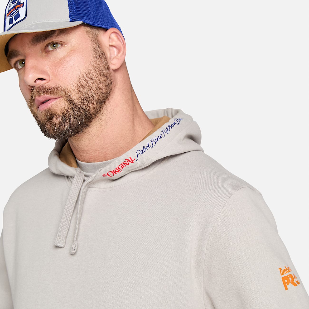 Mens Timberland PRO and Pabst Blue Ribbon Hoodie TBL Light Grey ALT2