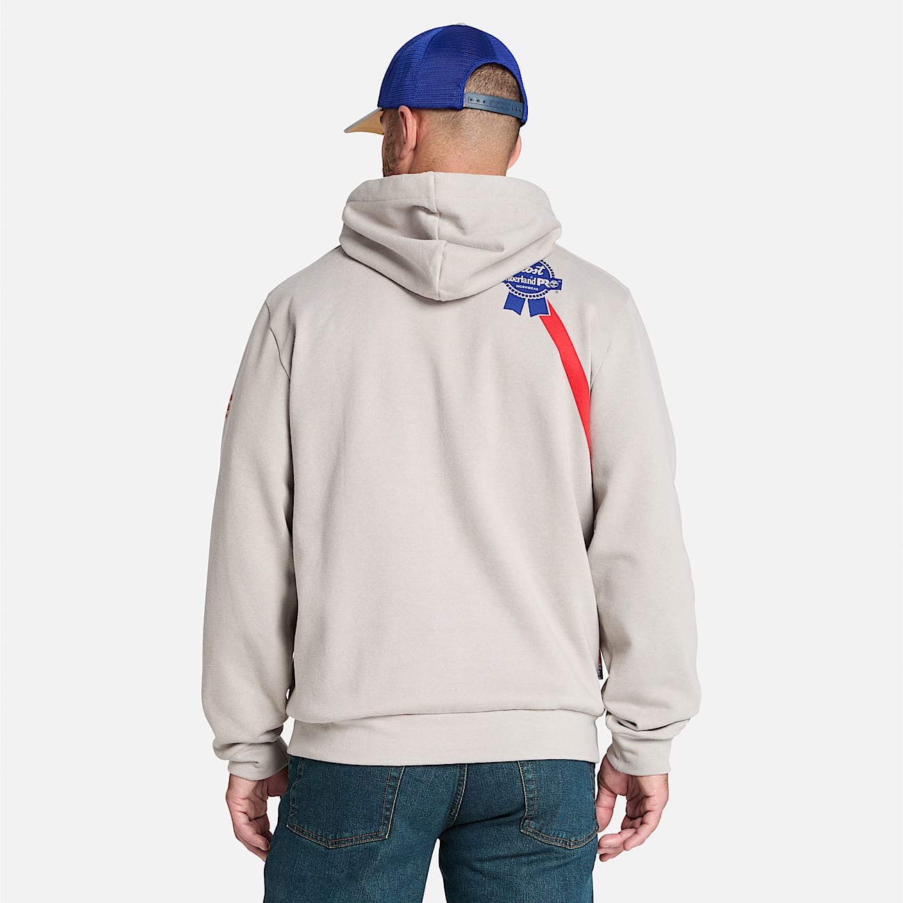 Mens Timberland PRO and Pabst Blue Ribbon Hoodie TBL Light Grey ALT9