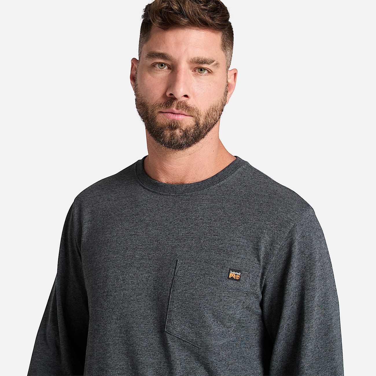 Mens Timberland PRO Core Pocket LongSleeve TShirt TBL Deep Grey Heather ALT2