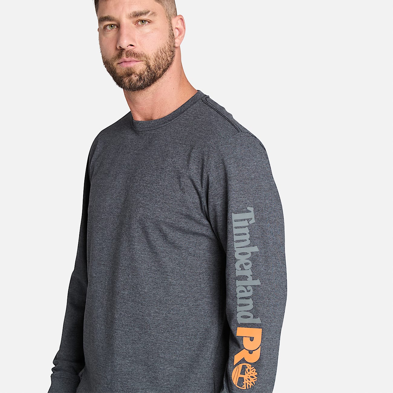 Mens Timberland PRO Core Logo LongSleeve TShirt TBL Deepest Grey Heather ALT2