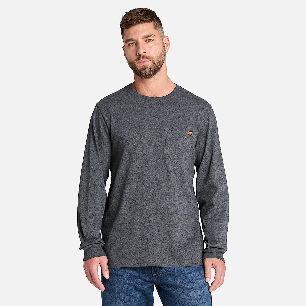 Mens Timberland PRO Core Pocket LongSleeve TShirt TBL Deep Grey Heather HERO