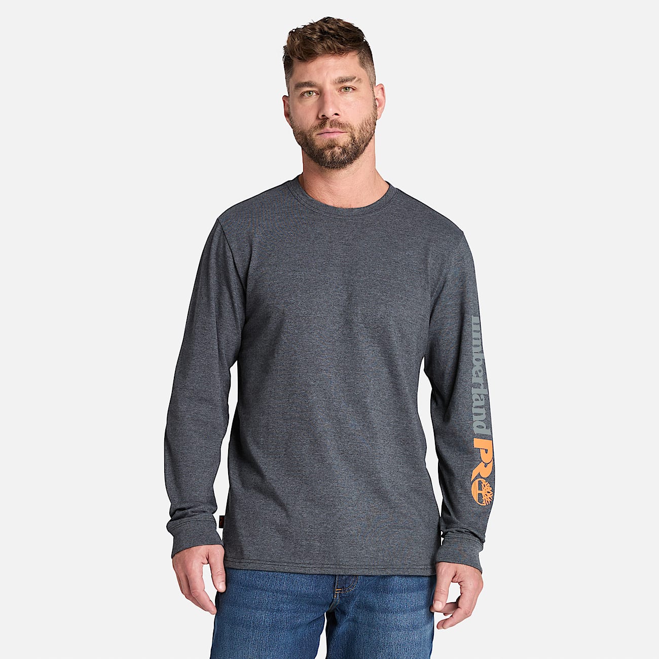 Mens Timberland PRO Core Logo LongSleeve TShirt TBL Deepest Grey Heather HERO