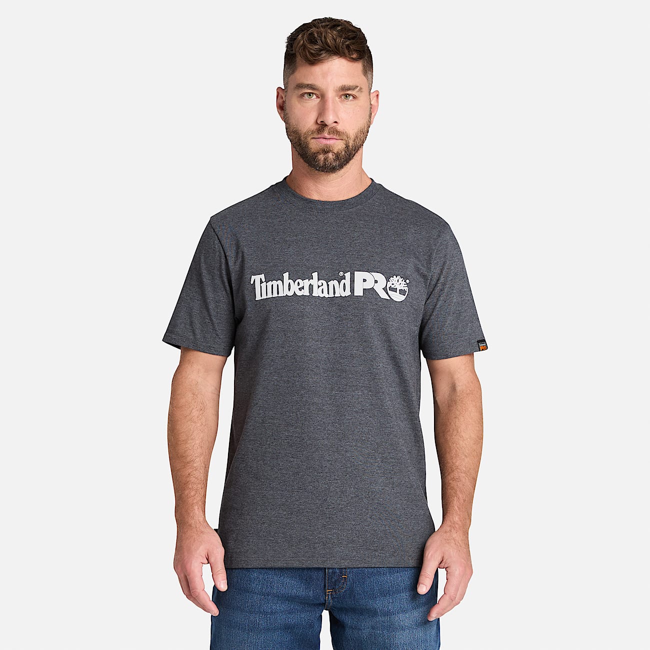 Mens Timberland PRO Core Linear Logo TShirt TBL Deep Grey Heather HERO