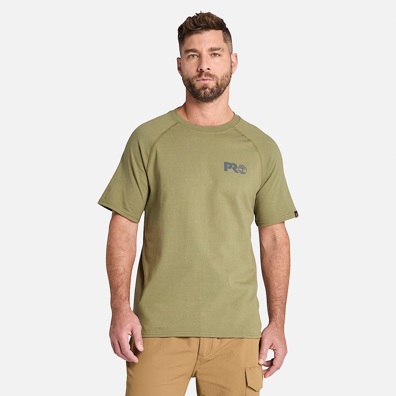 Mens Timberland PRO Core Reflective Logo TShirt TBL Burnt Olive HERO