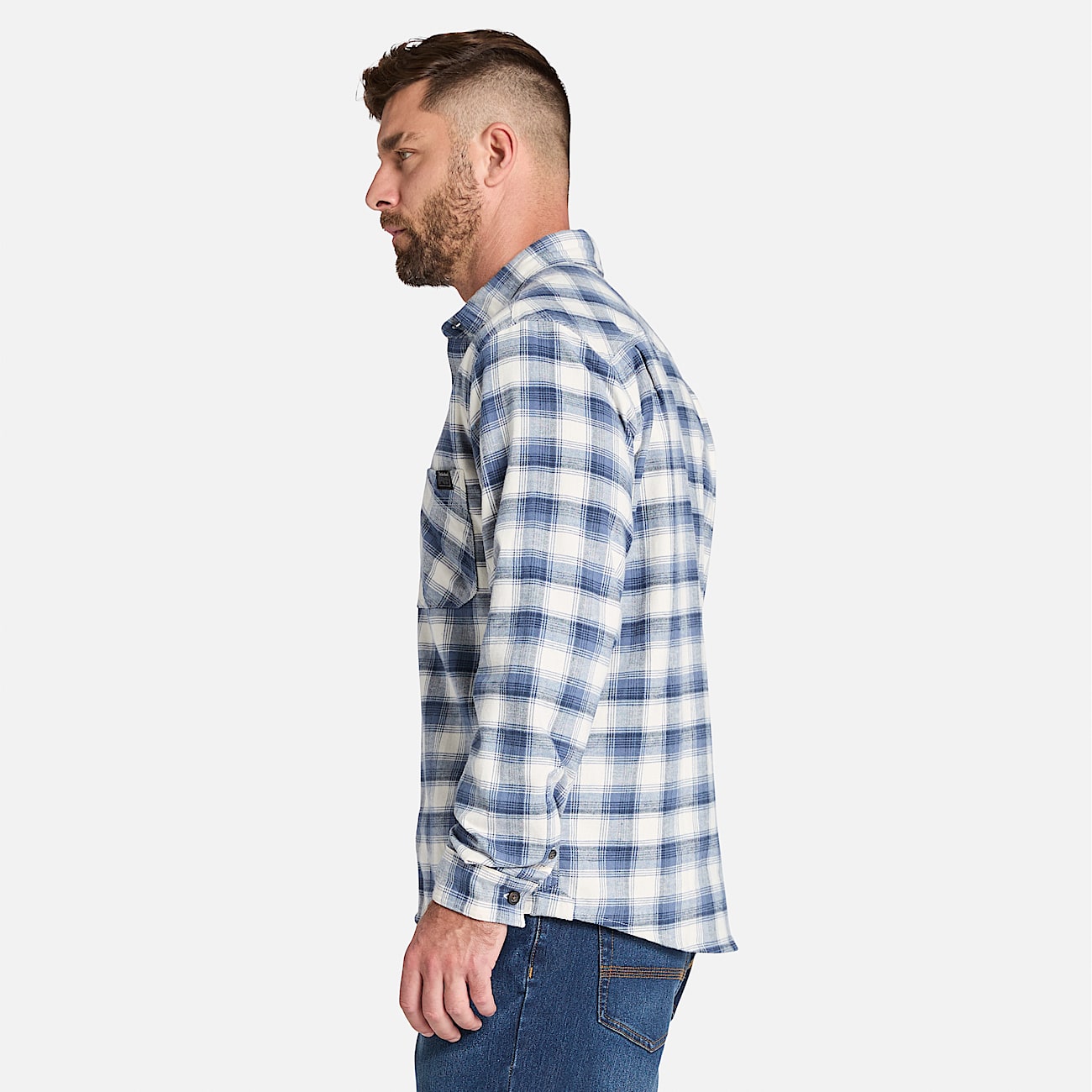 Mens Timberland PRO Woodfort Lightweight Flannel Flex Shirt TBL Vintage Indigo YarnDyed ALT8