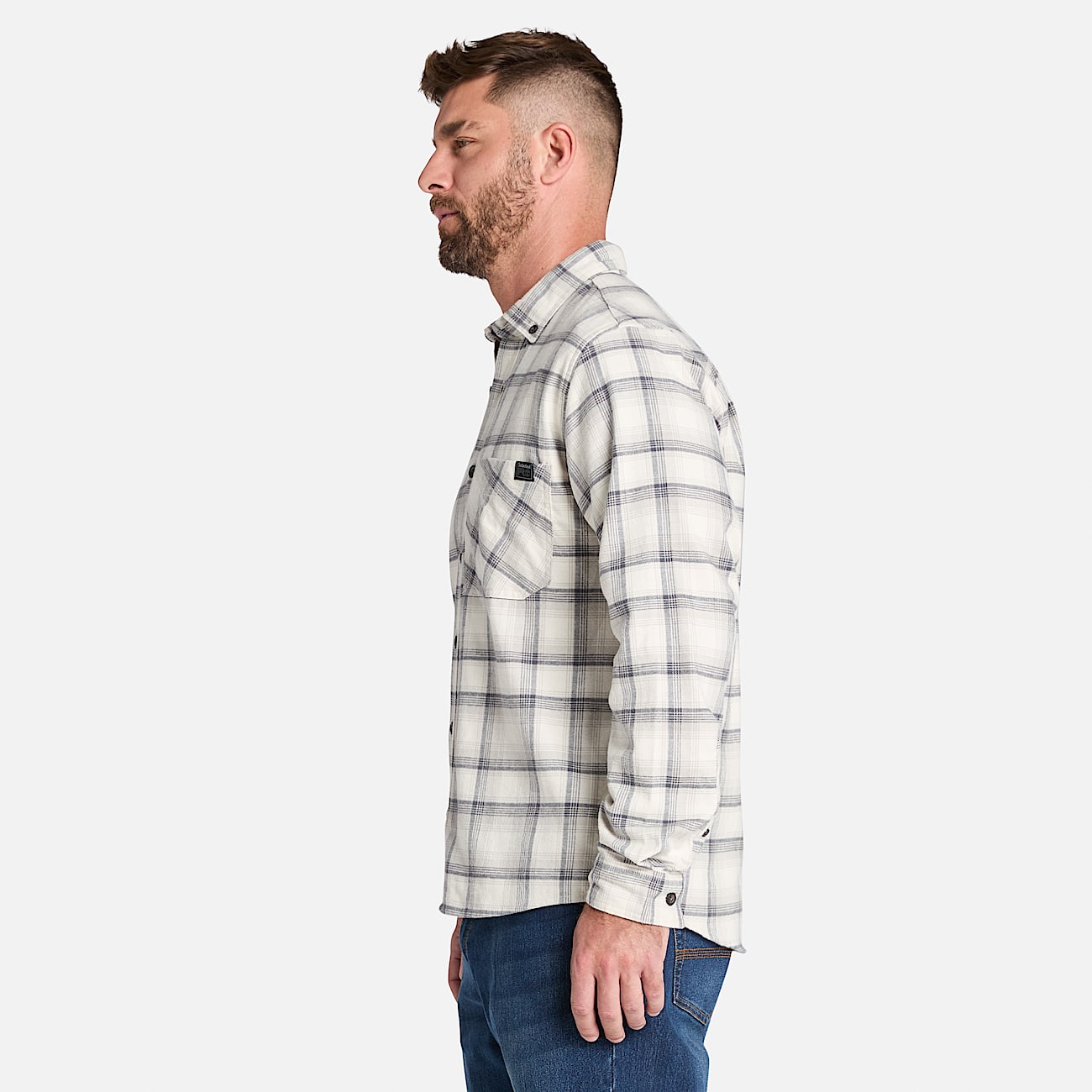 Camisa Woodfort Lightweight Flannel Flex para hombre TBL Blanco vintage teido en hilo ALT8