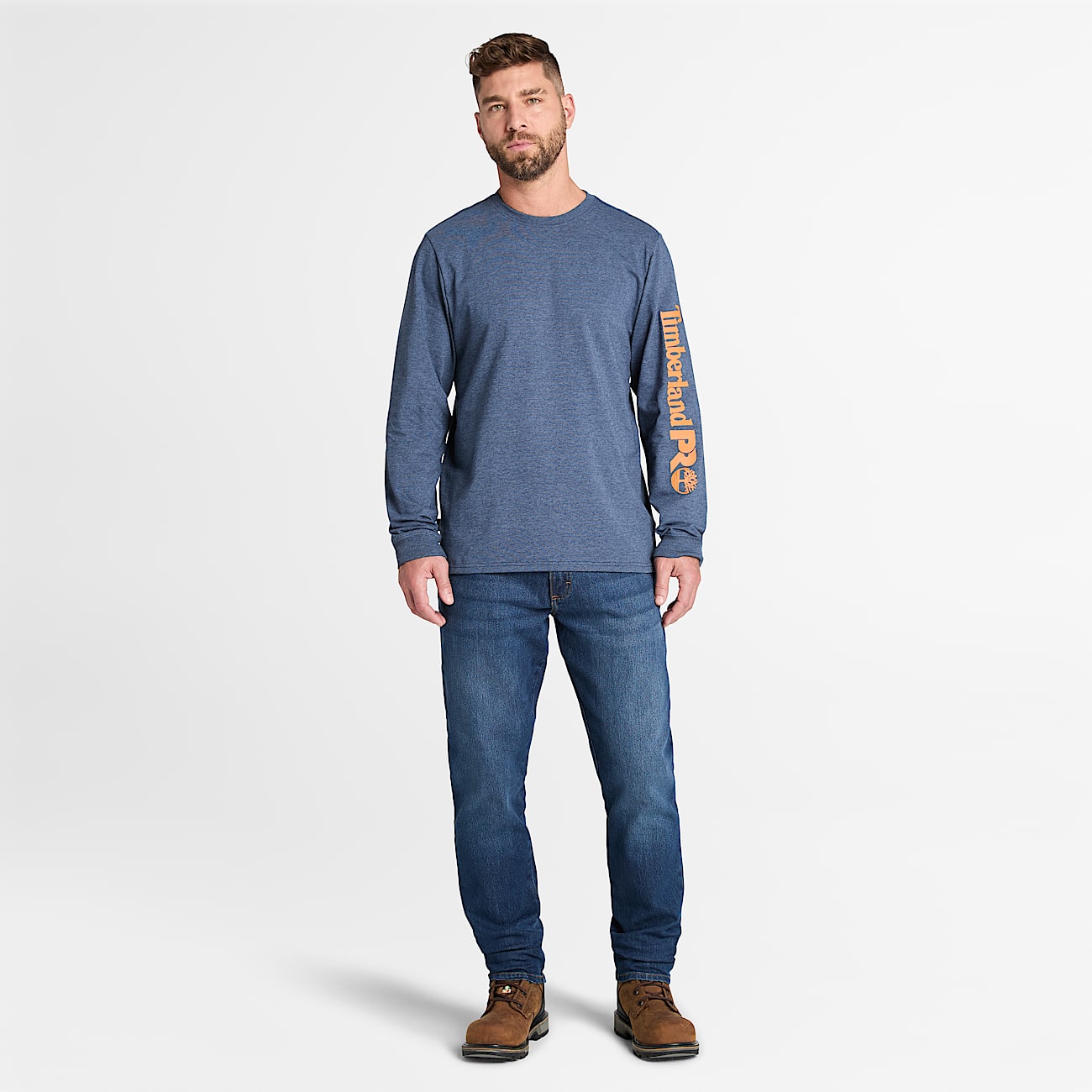 Mens Timberland PRO Core Logo LongSleeve TShirt TBL Black Iris Heather ALT1