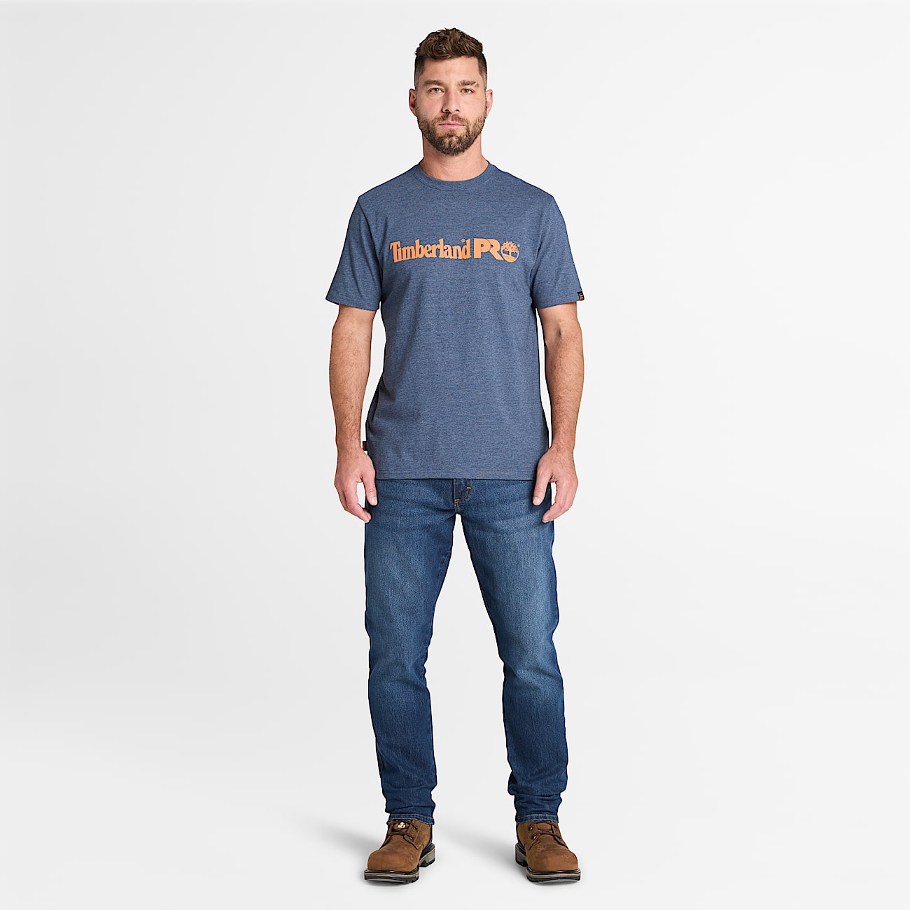 Mens Timberland PRO Core Linear Logo TShirt TBL Black Iris Heather ALT1