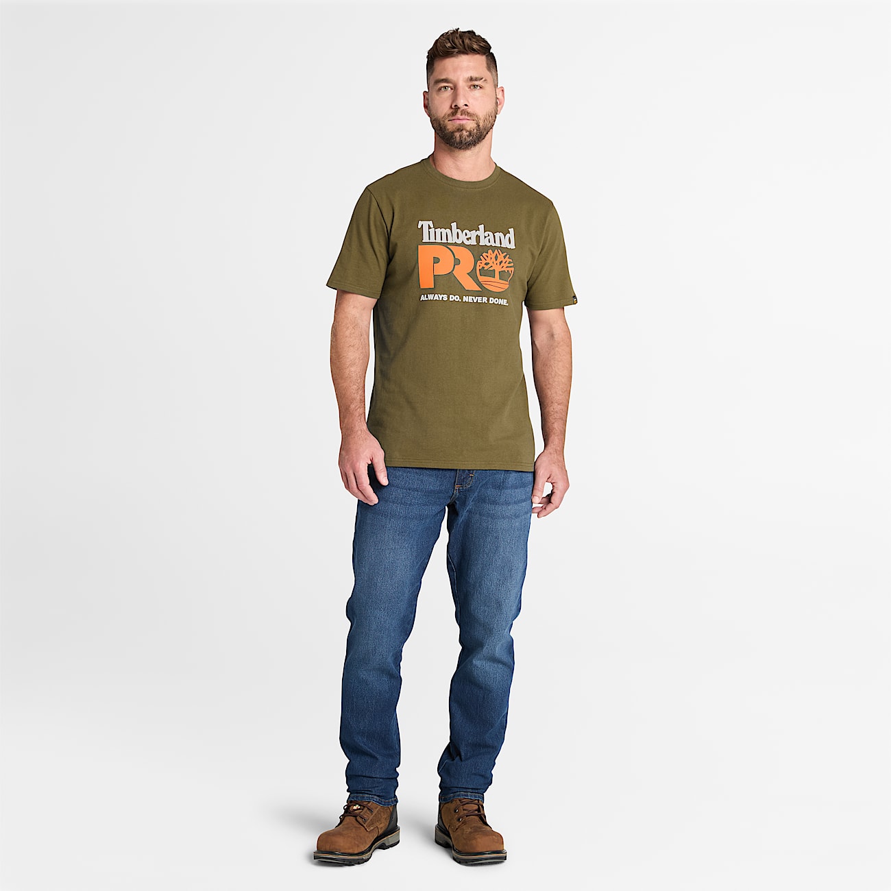 Mens Timberland PRO Core Logo TShirt TBL Burnt Olive ALT1