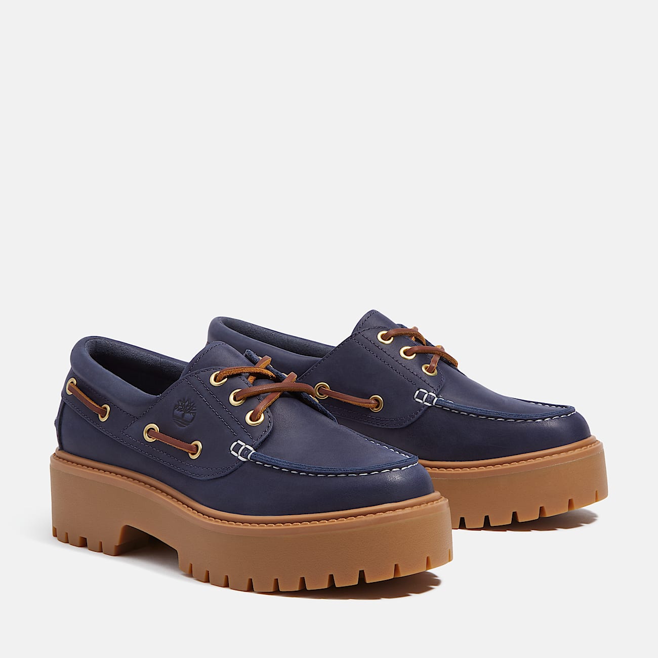 Womens Stone Street Platform Boat Shoe TBL Dark Blue FullGrain ALT4