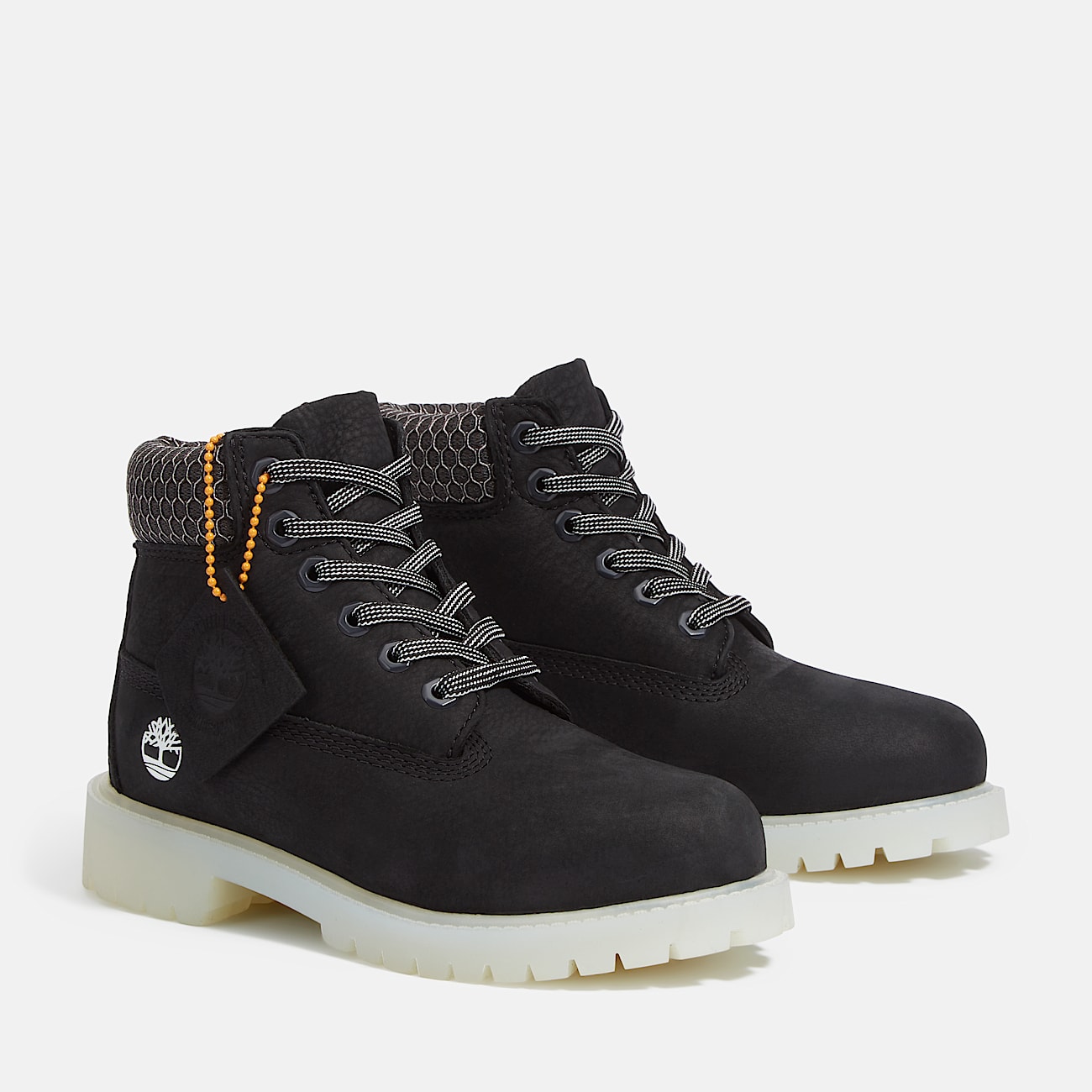 Youth Timberland Premium 6Inch Waterproof Boot TBL Black Nubuck ALT4