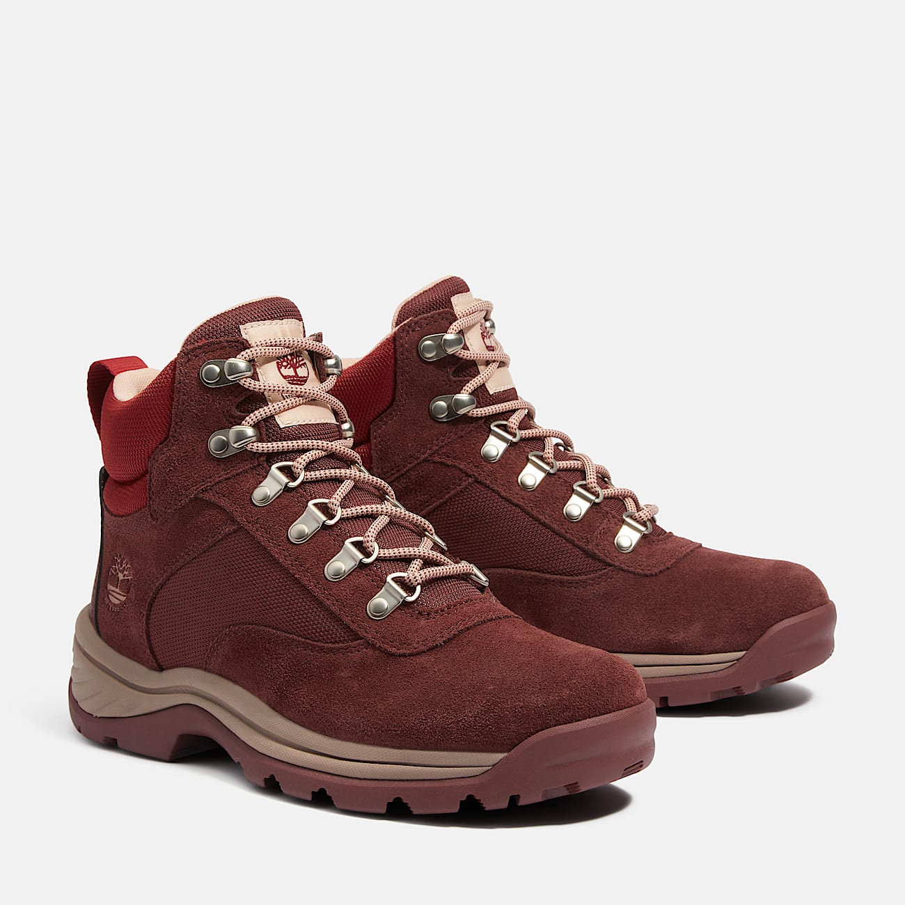 Womens White Ledge Waterproof Hiking Boot TBL Burgundy Suede ALT4