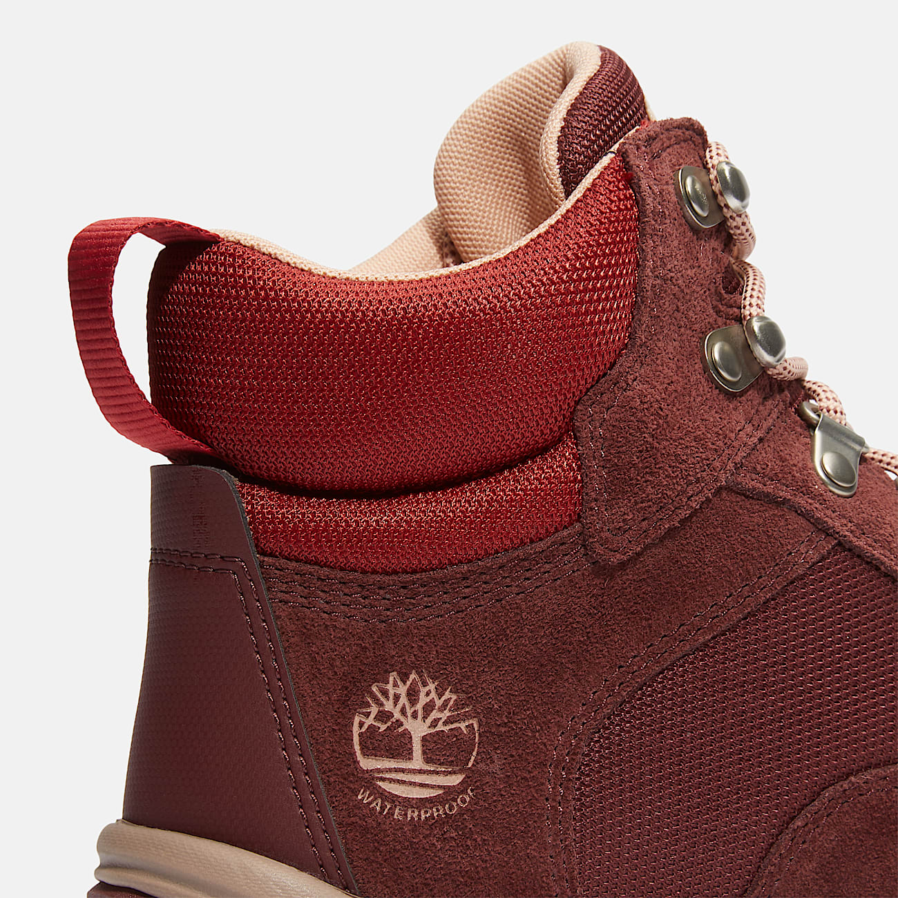 Womens White Ledge Waterproof Hiking Boot TBL Burgundy Suede ALT7