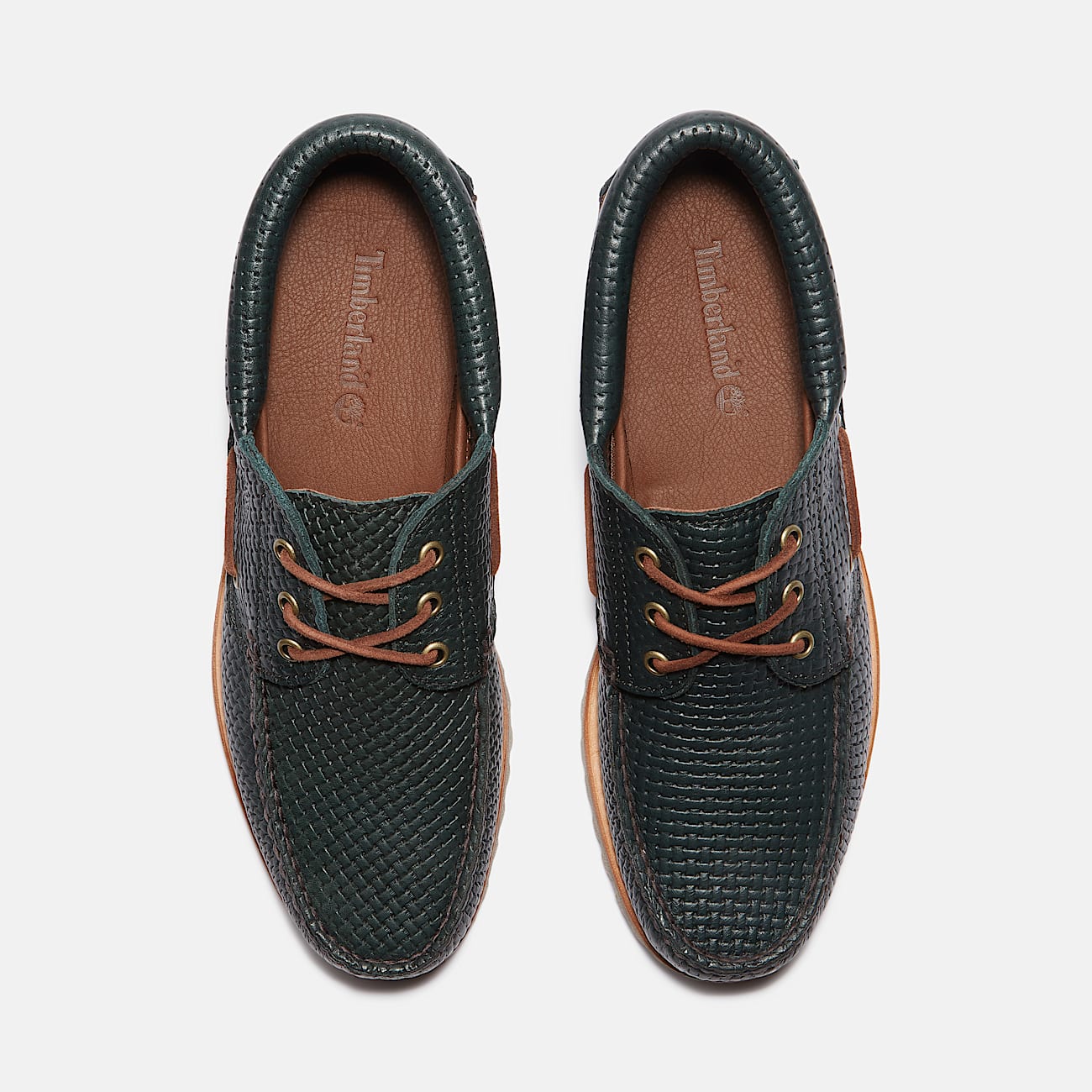 Mens Timberland Authentic 3Eye Lug Handsewn Boat Shoe TBL Dark Green FullGrain ALT2