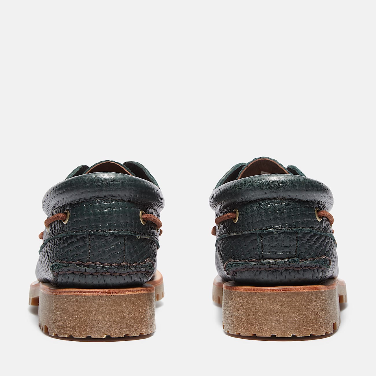 Mens Timberland Authentic 3Eye Lug Handsewn Boat Shoe TBL Dark Green FullGrain ALT5