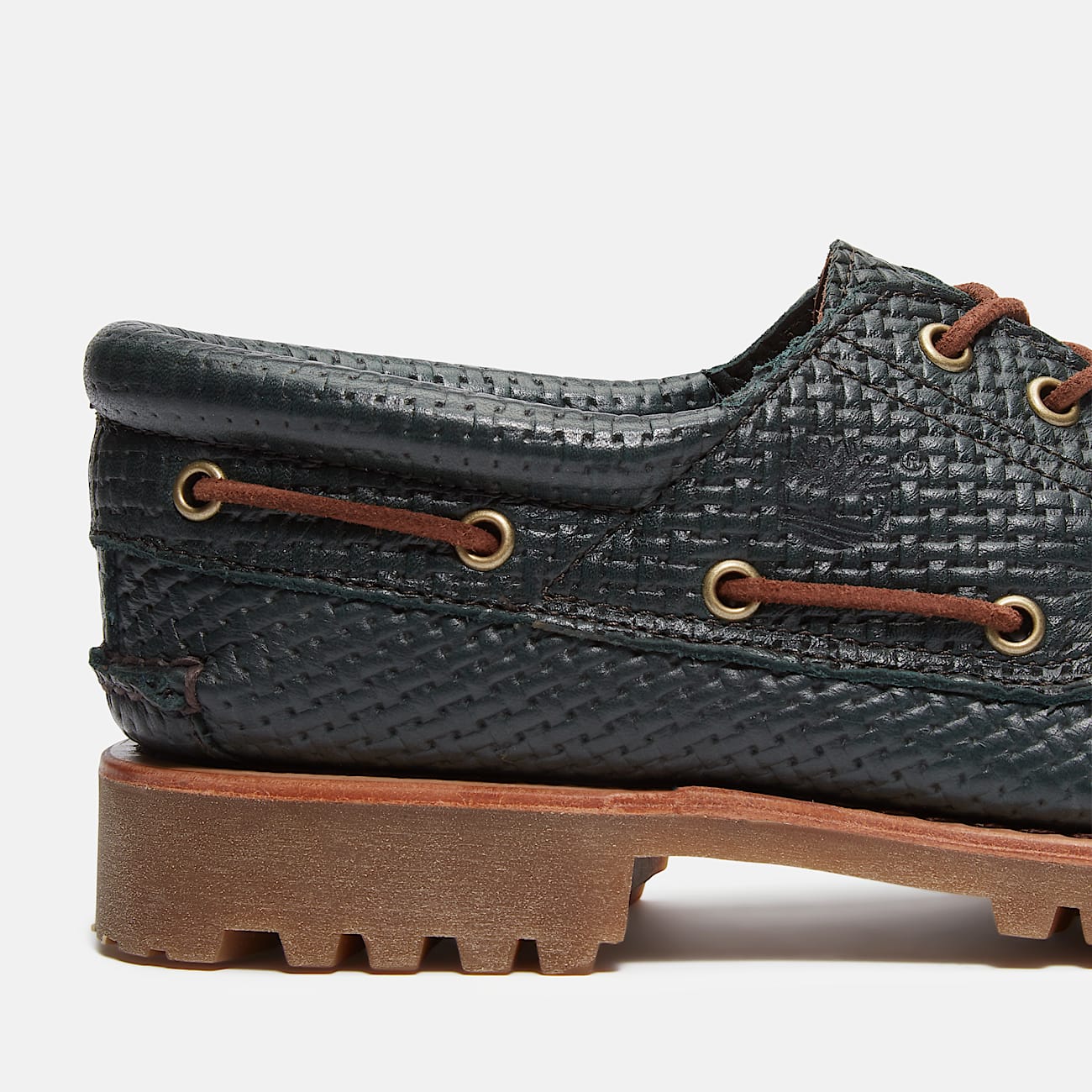 Mens Timberland Authentic 3Eye Lug Handsewn Boat Shoe TBL Dark Green FullGrain ALT7