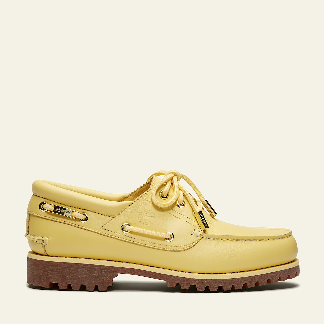Timberland and Jacquemus 3Eye Lug Boat Shoe TBL Yellow FullGrain HERO