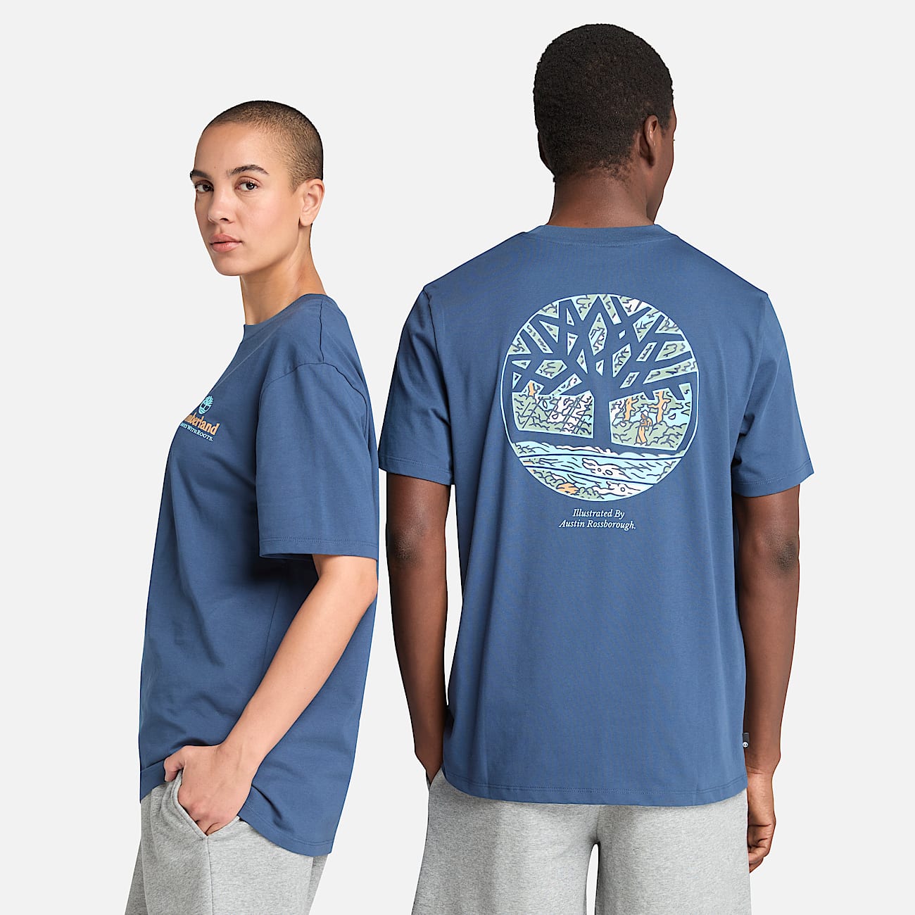 Illustrated Tree Logo Back Graphic T-Shirt
