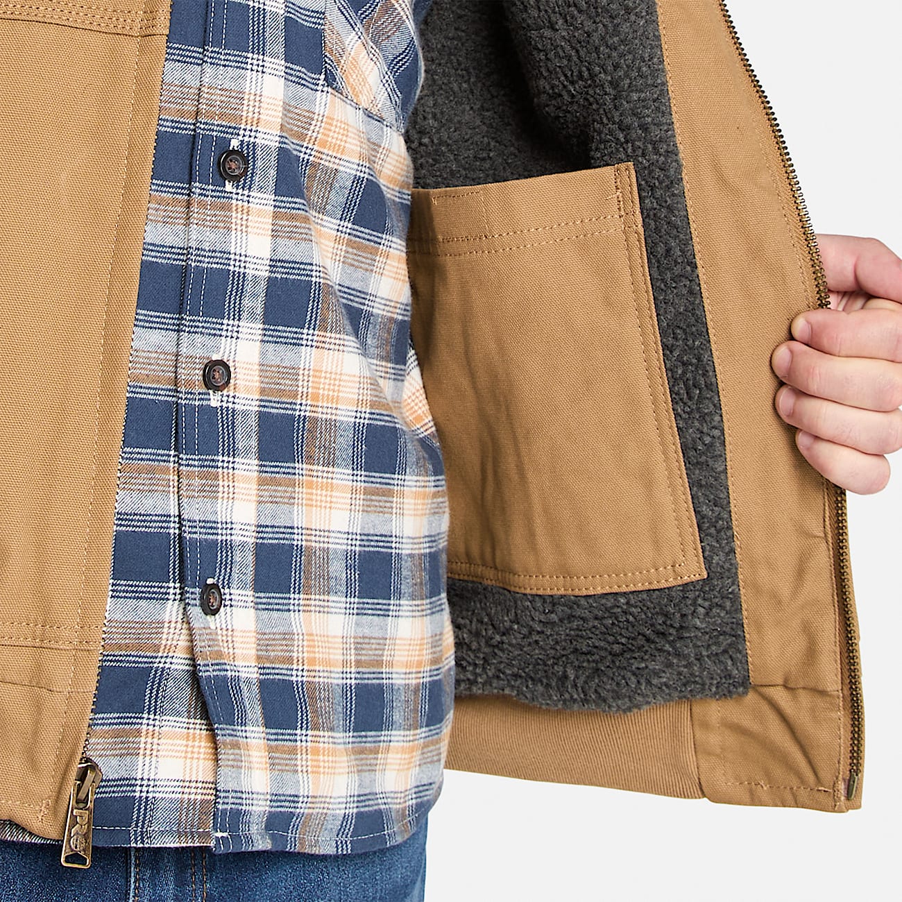 Mens Timberland PRO Gritman FleeceLined Hooded Canvas Jacket TBL Dark Wheat ALT2