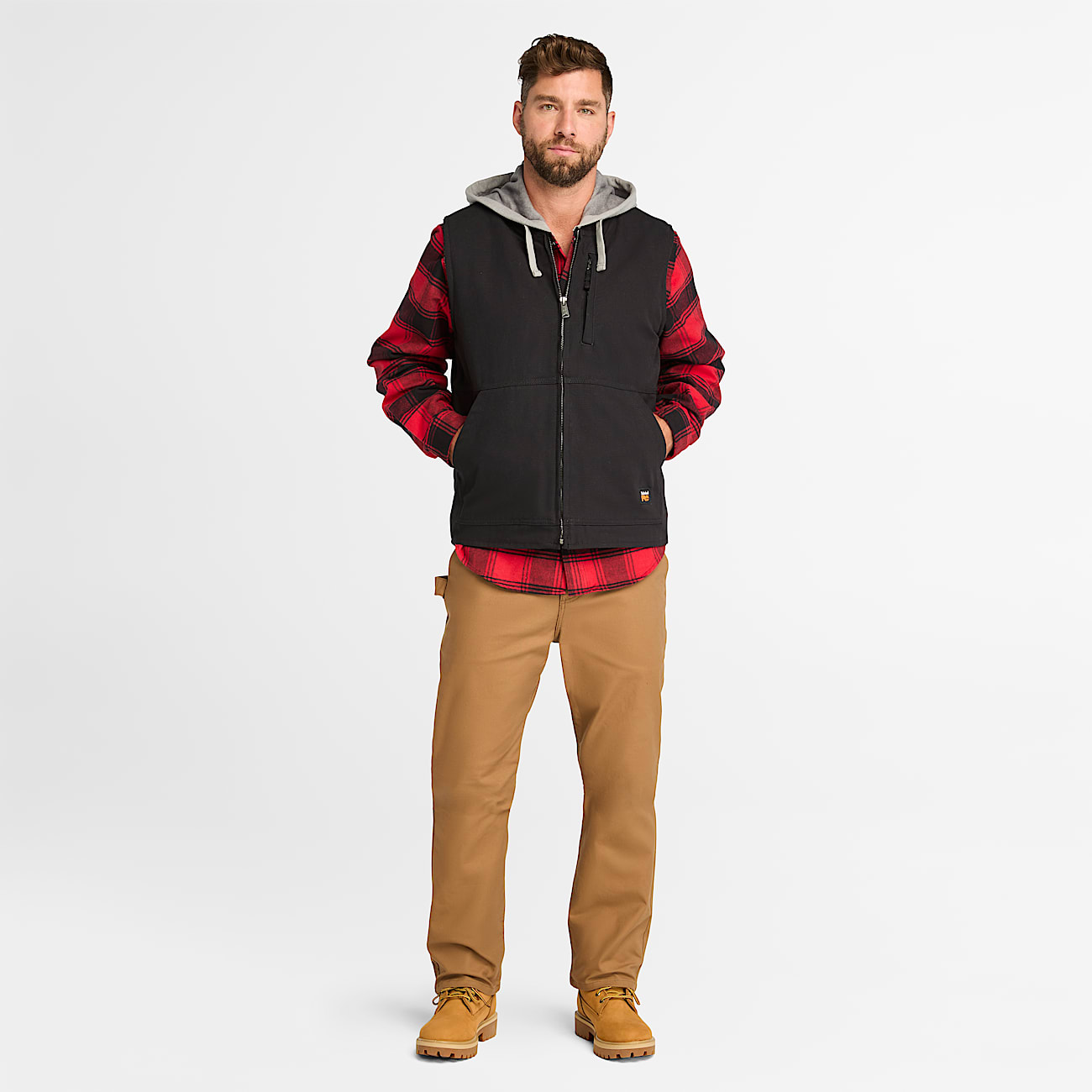 Mens Timberland PRO Gritman FleeceLined Canvas Vest TBL Jet Black ALT1