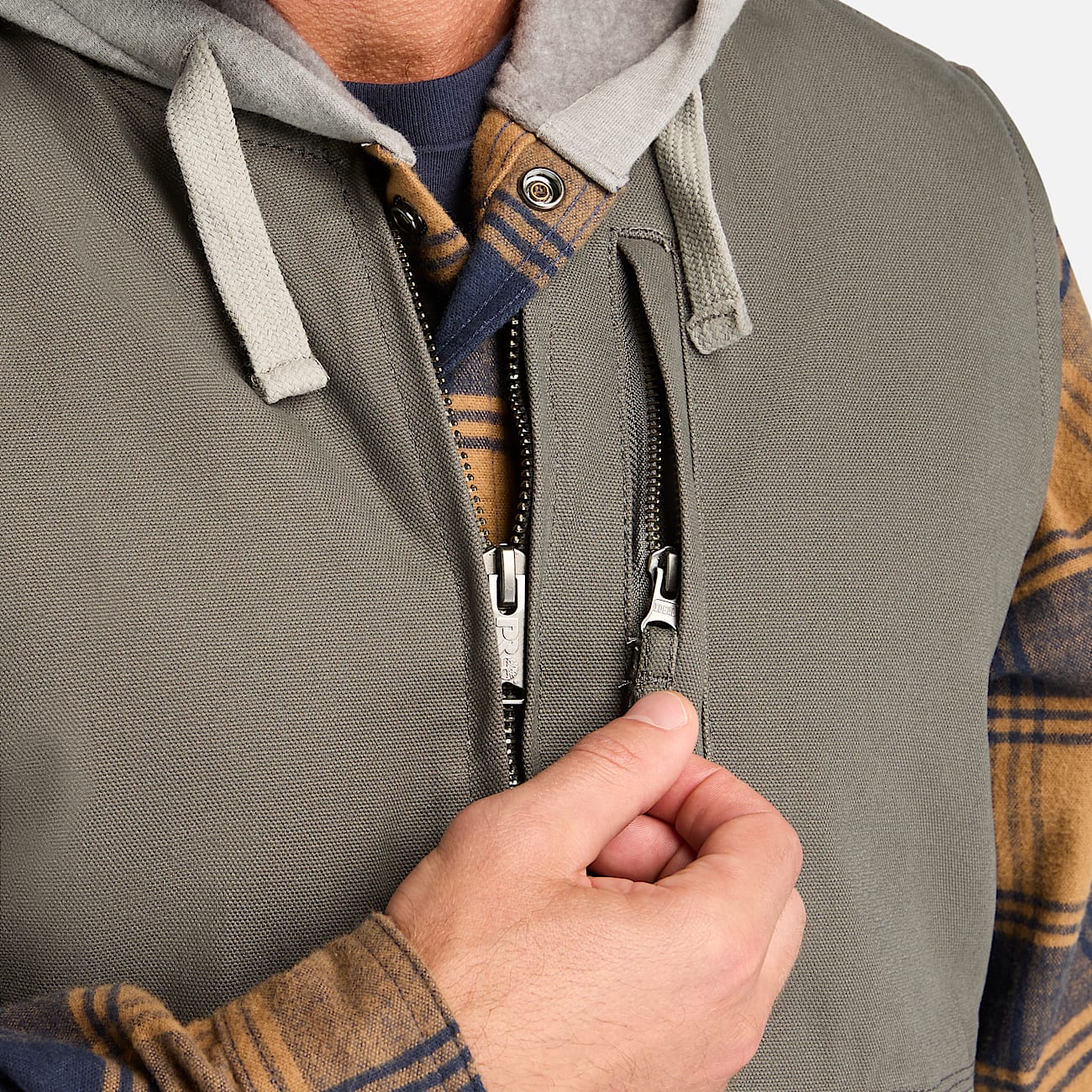 Mens Timberland PRO Gritman FleeceLined Canvas Vest TBL Pewter ALT2