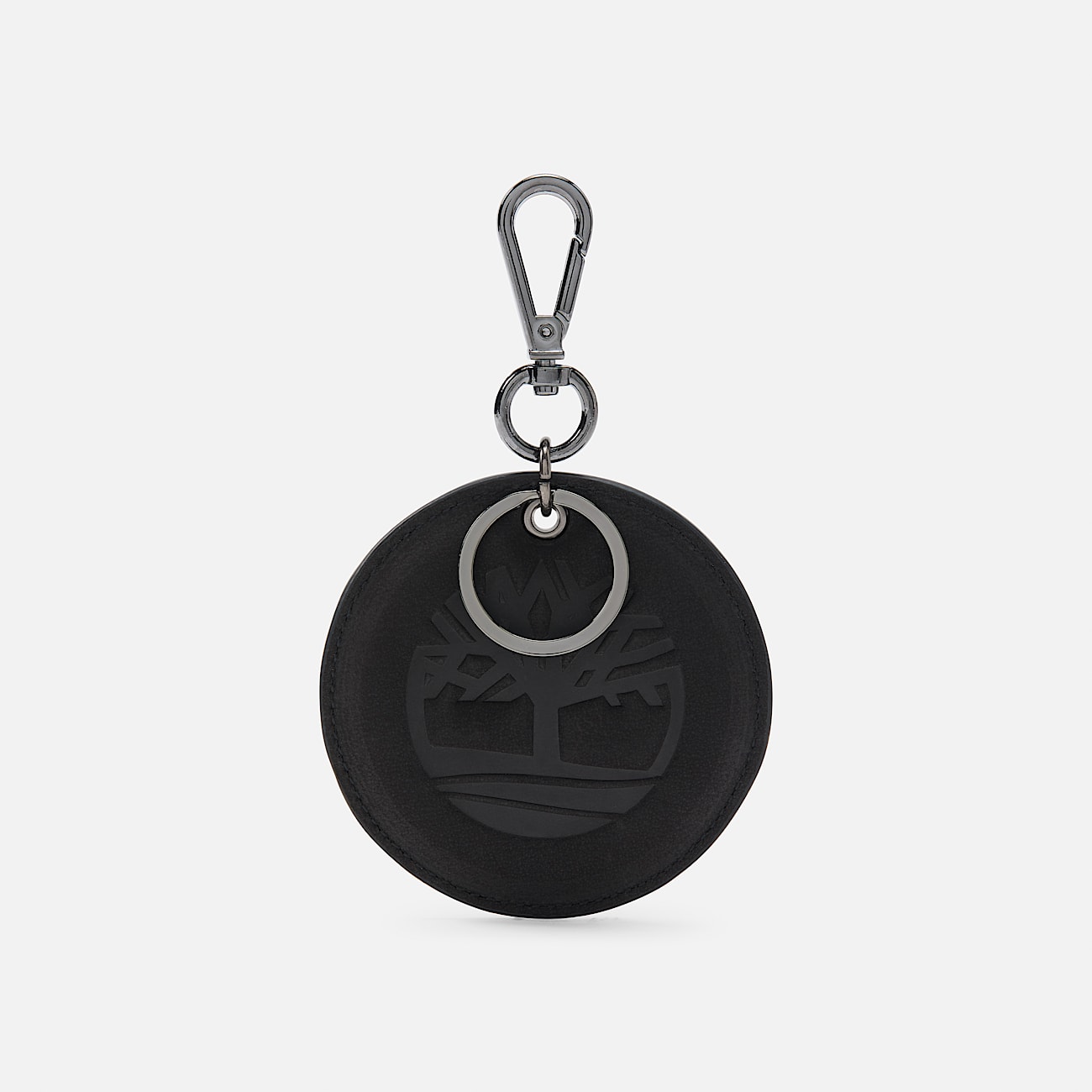 Round 2Sided Leather Key Ring TBL Jet Black HERO