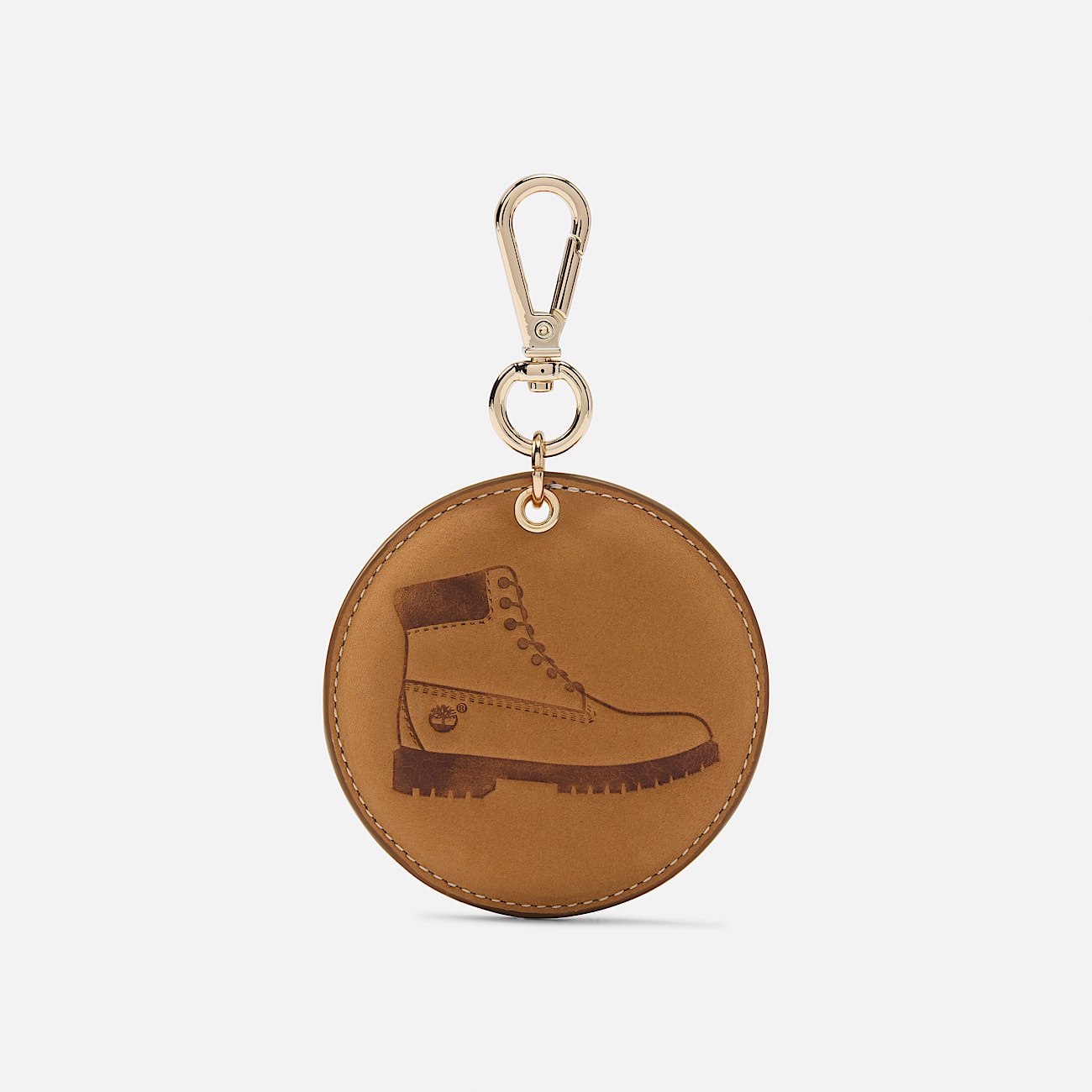 Round 2Sided Leather Key Ring TBL Wheat ALT1