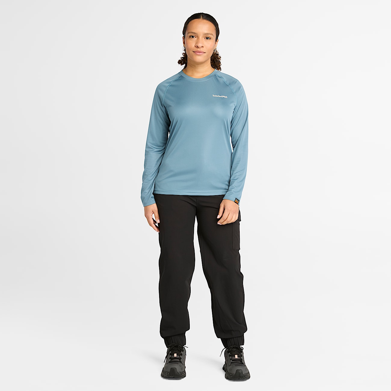 Womens Timberland PRO Wicking Good Sport LongSleeve TShirt TBL Bluestone ALT1