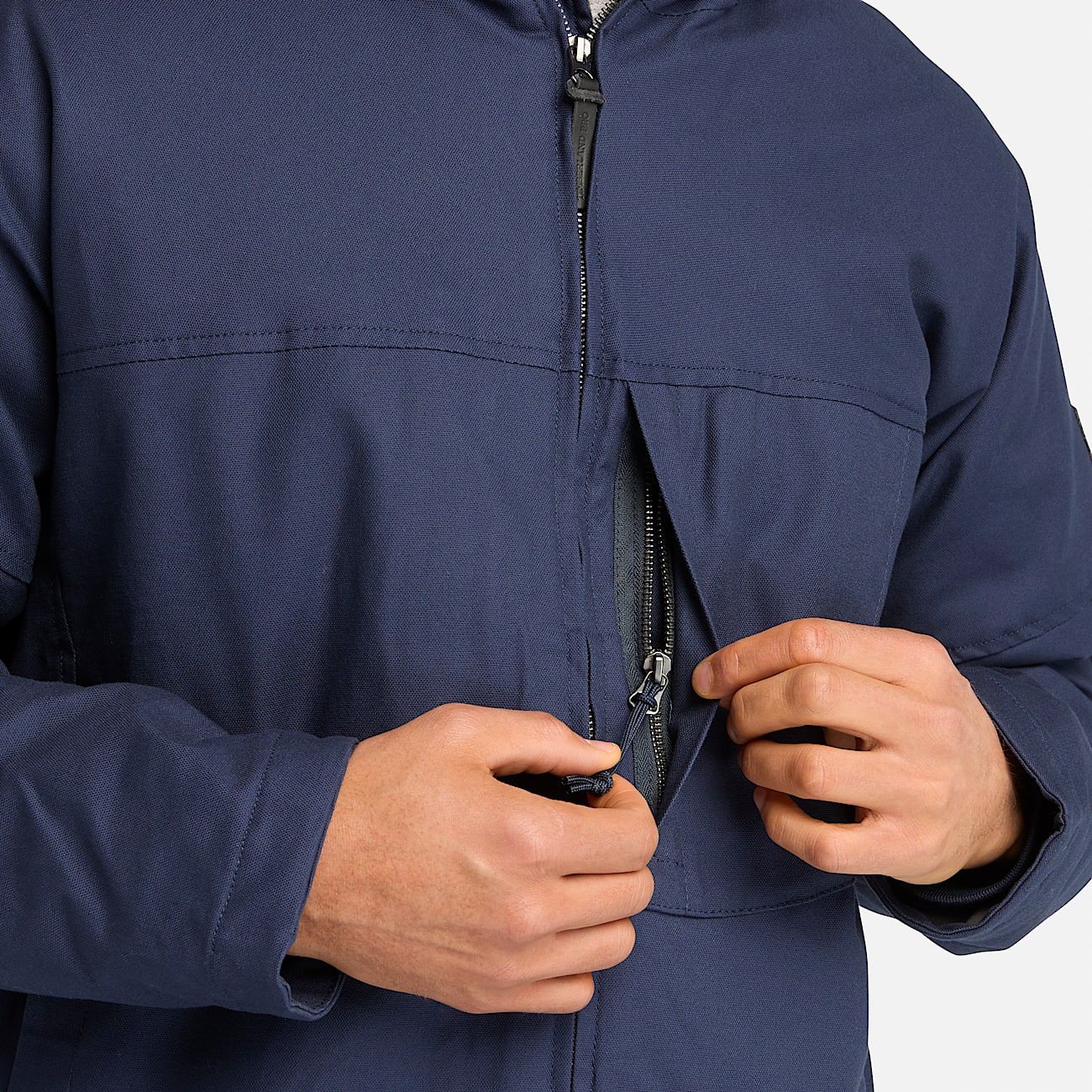 Mens Timberland PRO GritFlex Canvas Hooded Jacket TBL Navy ALT2