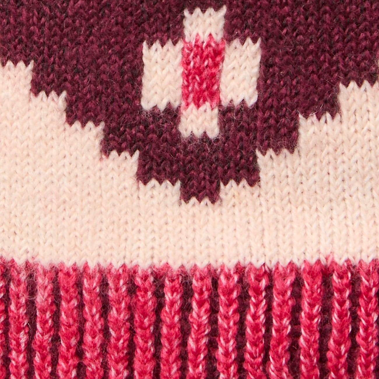 Womens Fair Isle Beanie with Pom TBL Burgundy ALT2