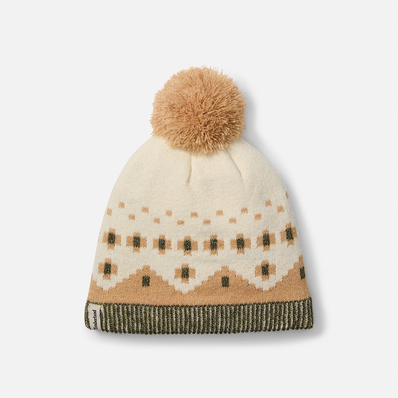 Gorro Fair Isle con pompn para mujer TBL Beige claro HERO