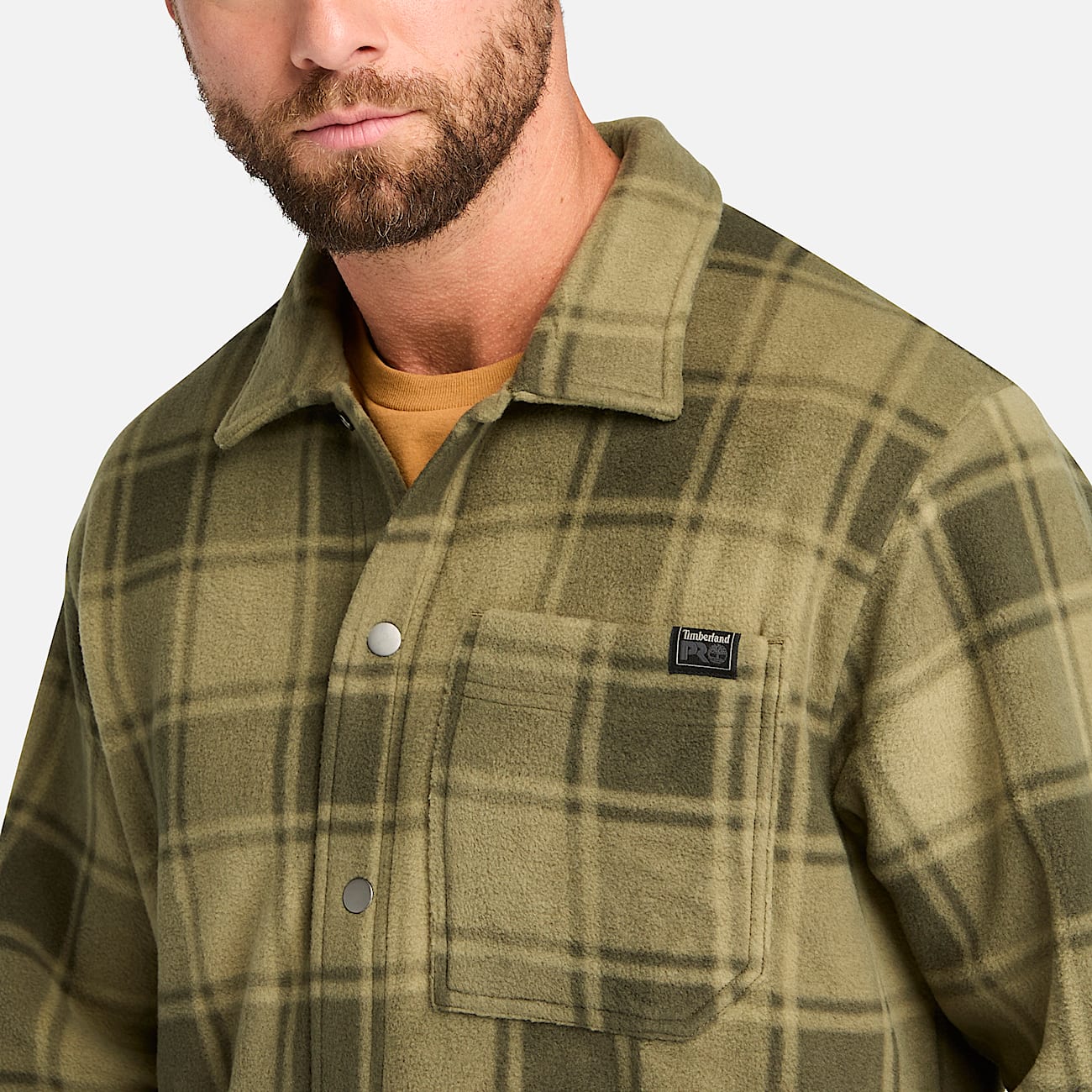 Mens Timberland PRO Gritman Check Heavyweight Fleece Shirt TBL Burnt Olive Tartan ALT2